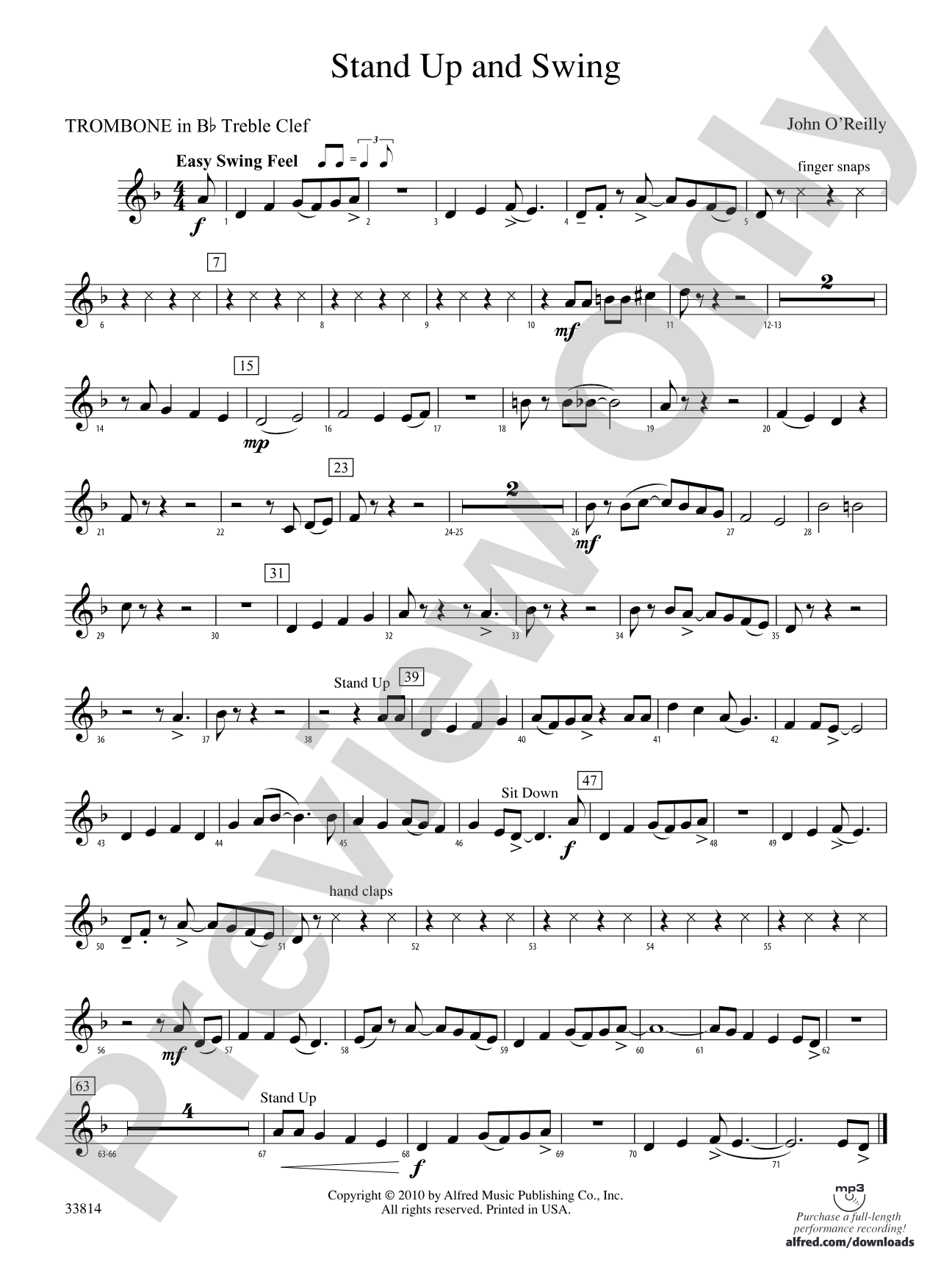 Stand Up and Swing: (wp) 1st B-flat Trombone T.C.