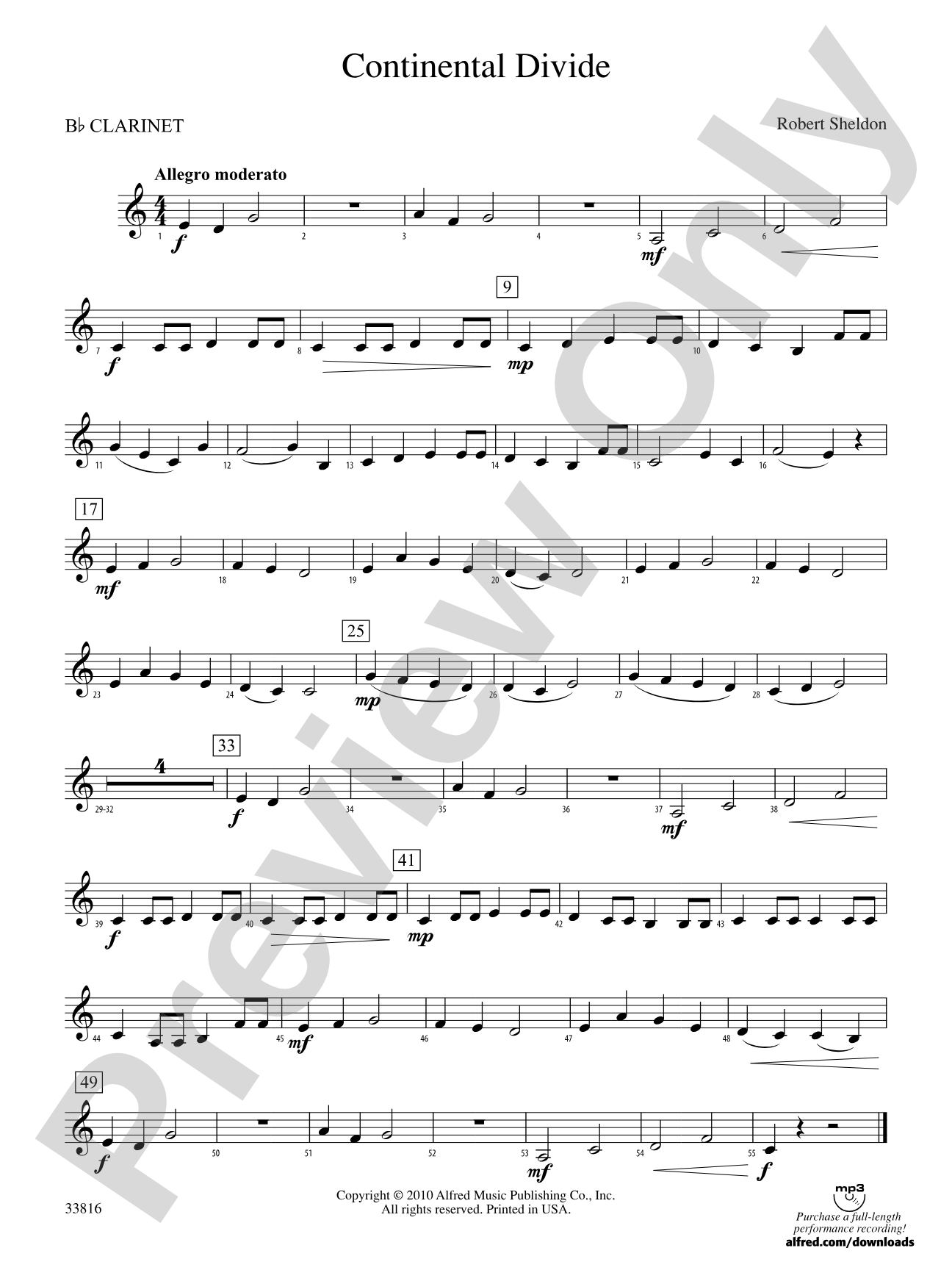 Continental Divide: 1st B-flat Clarinet