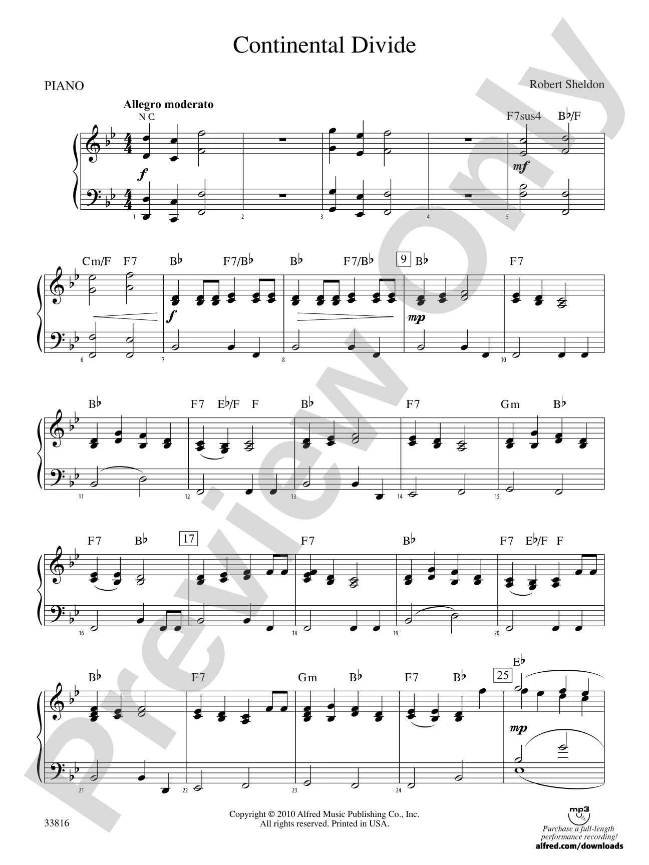 Continental Divide: Piano Accompaniment