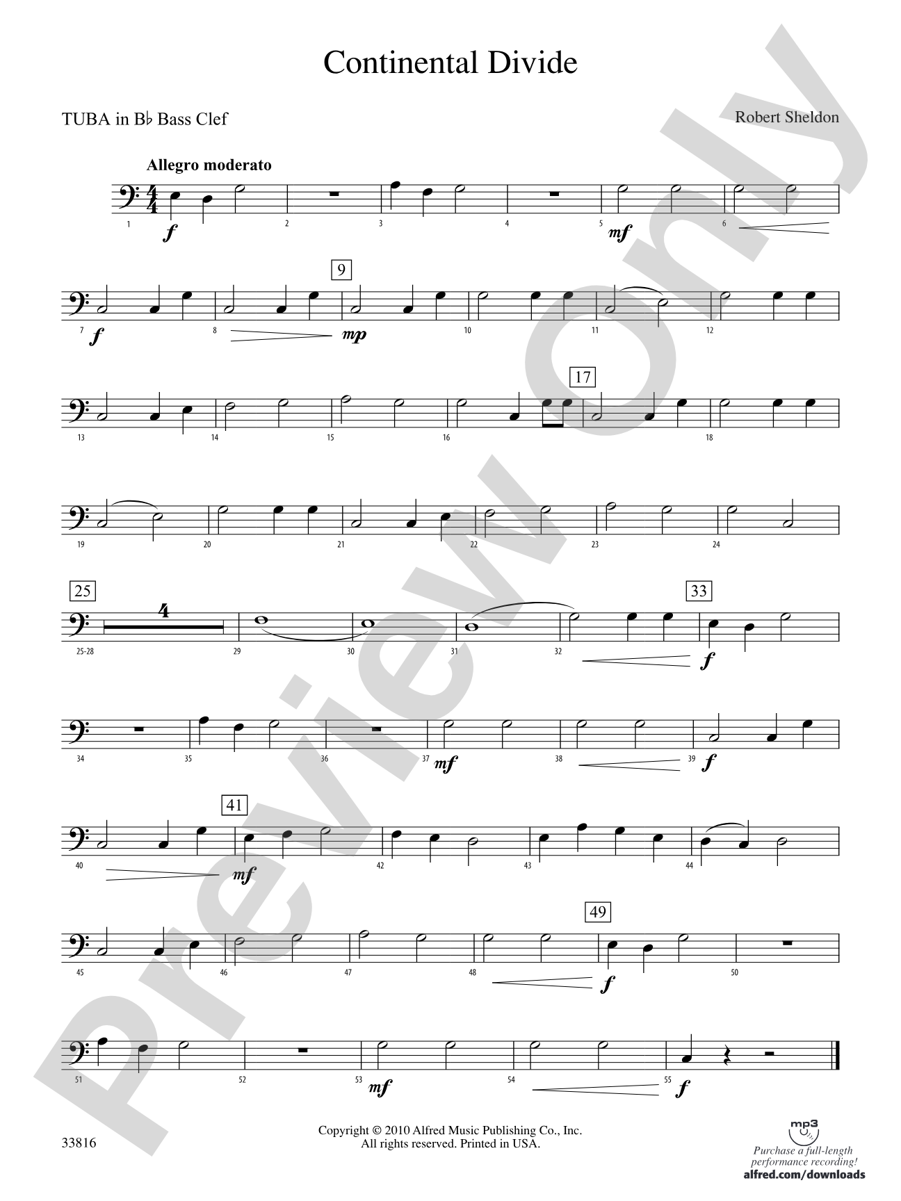 Continental Divide: (wp) B-flat Tuba B.C.