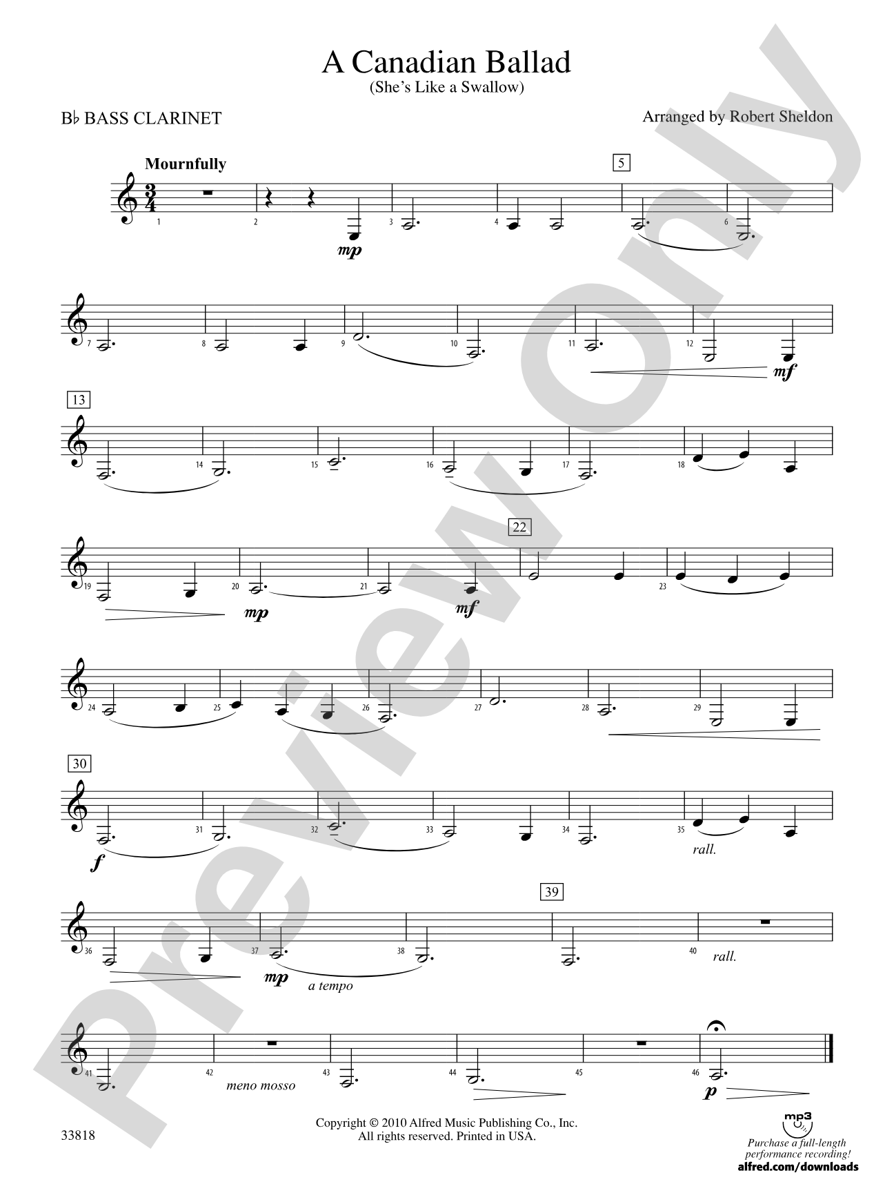 A Canadian Ballad: B-flat Bass Clarinet