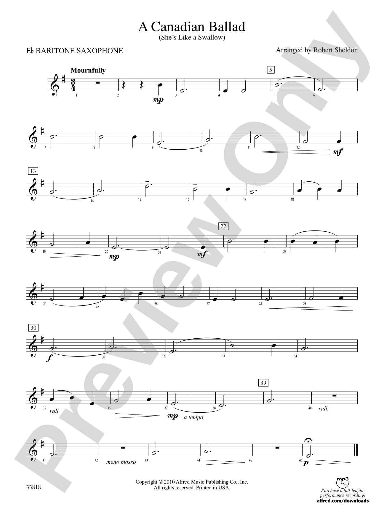 A Canadian Ballad: E-flat Baritone Saxophone
