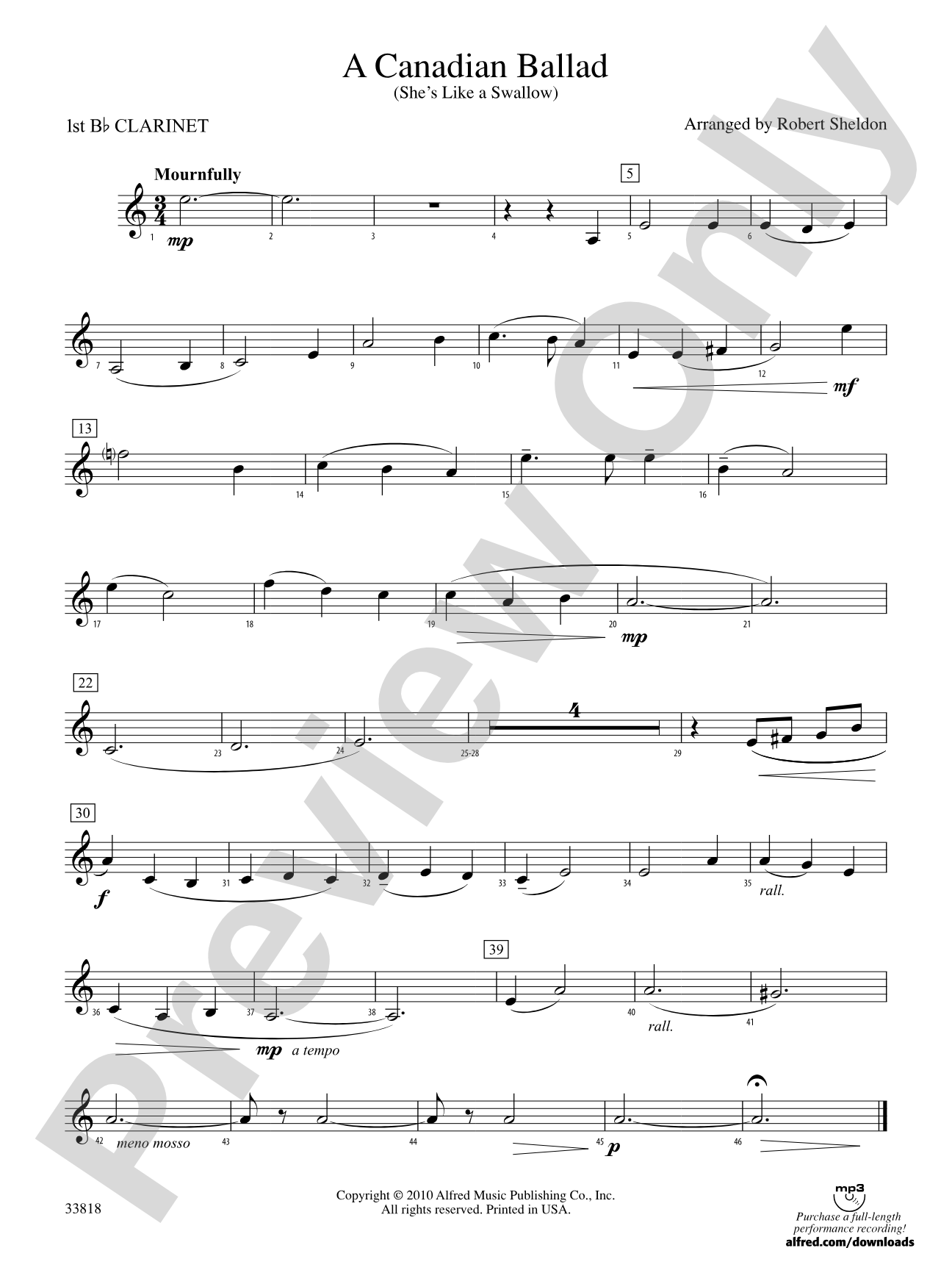 A Canadian Ballad: 1st B-flat Clarinet