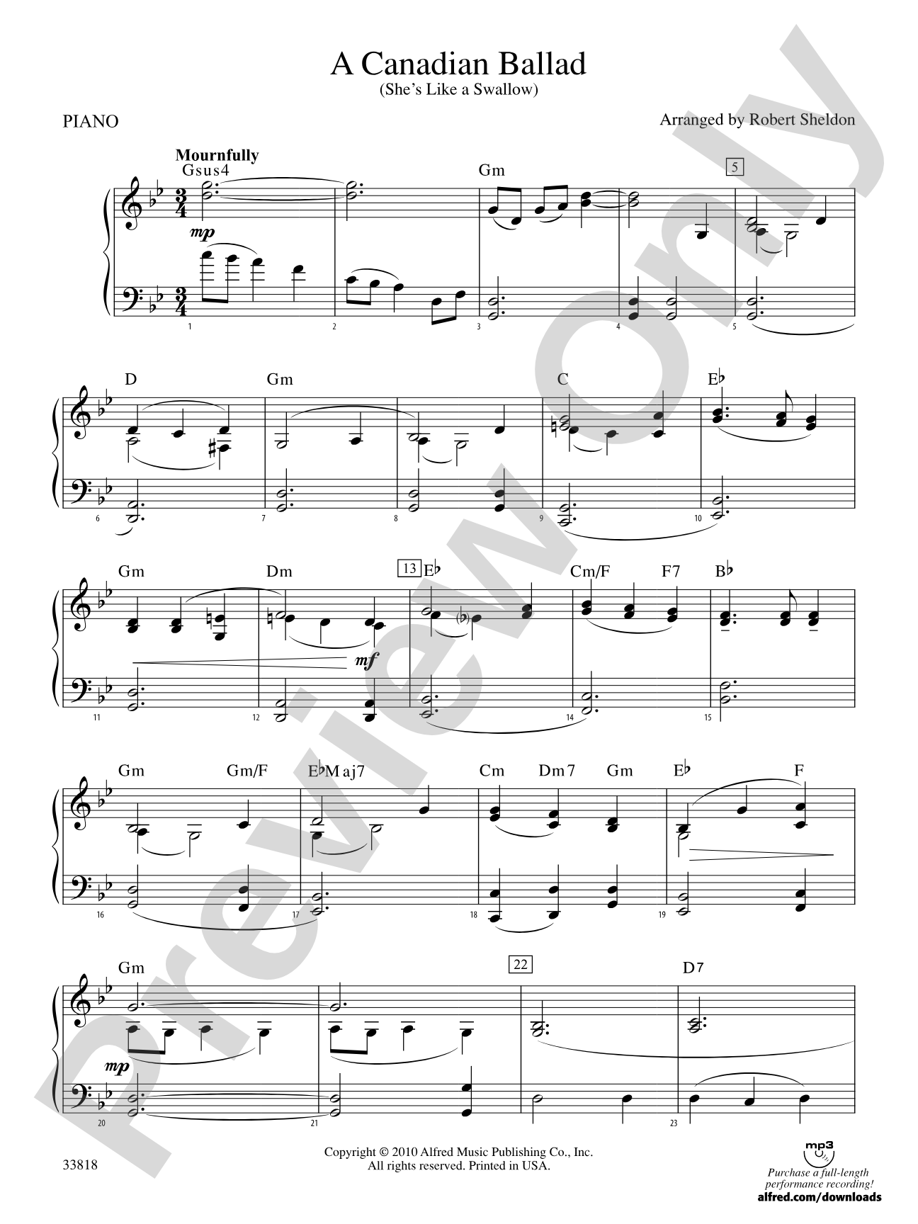 A Canadian Ballad: Piano Accompaniment