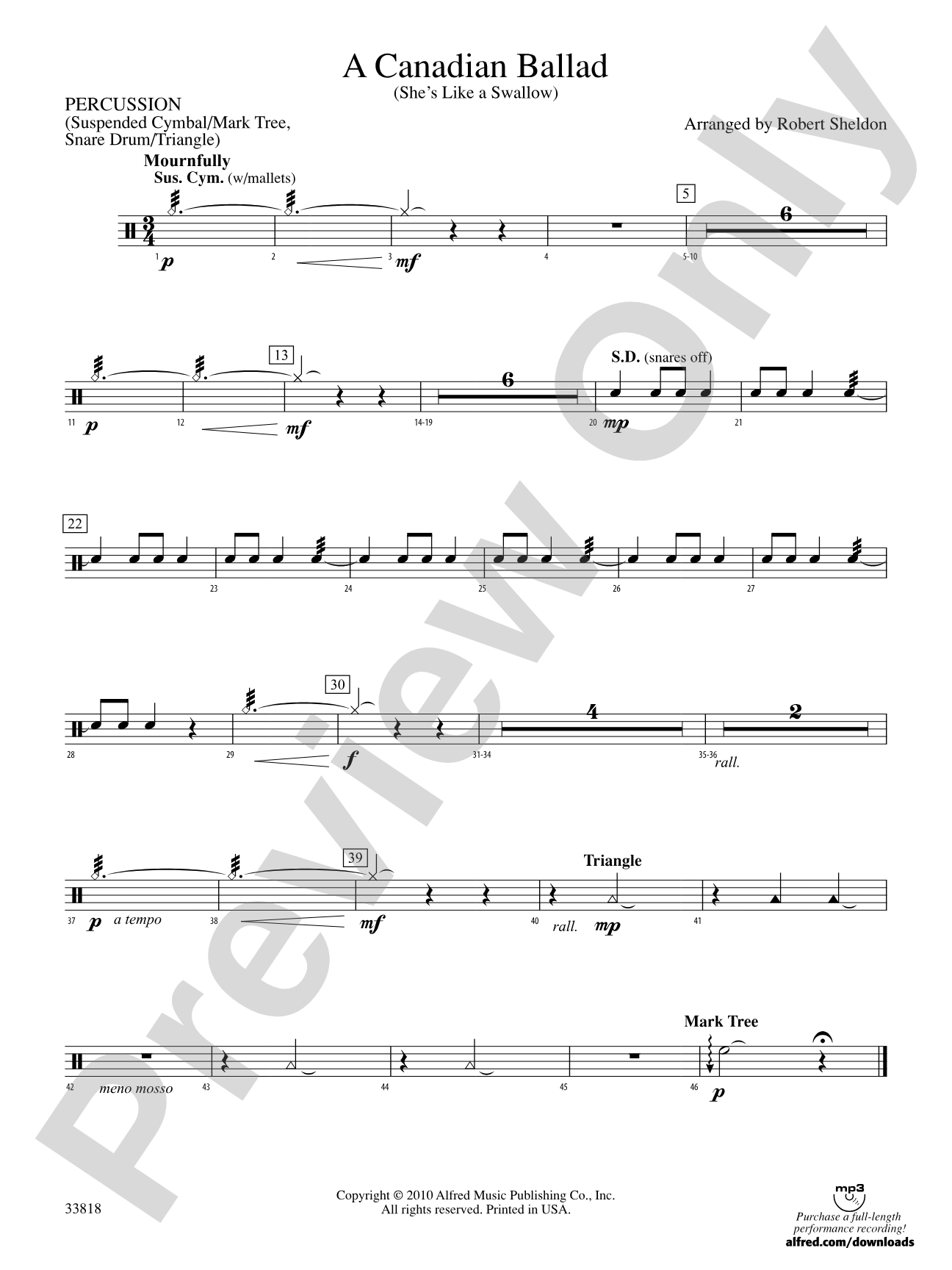 A Canadian Ballad: 1st Percussion