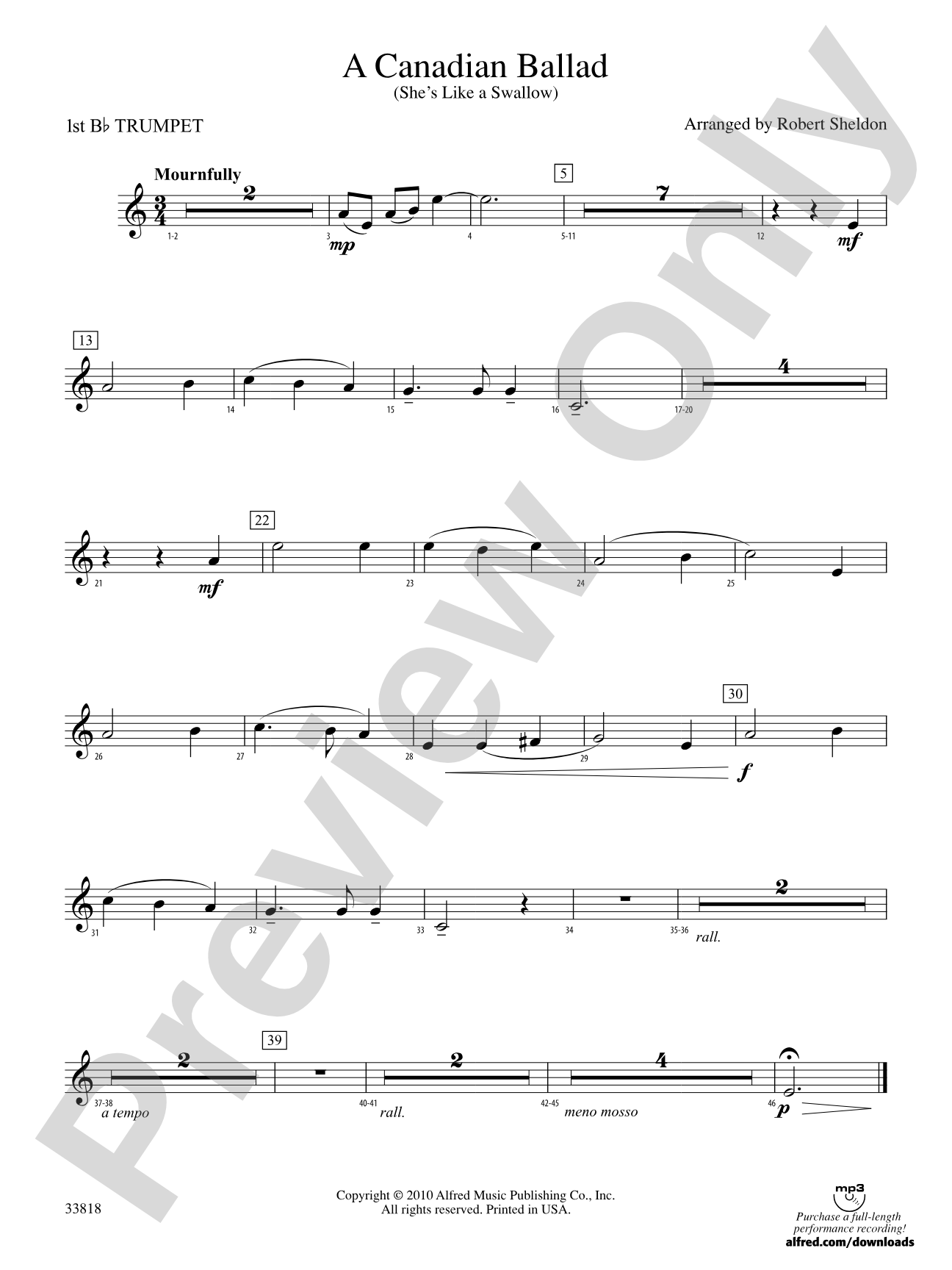 A Canadian Ballad: 1st B-flat Trumpet
