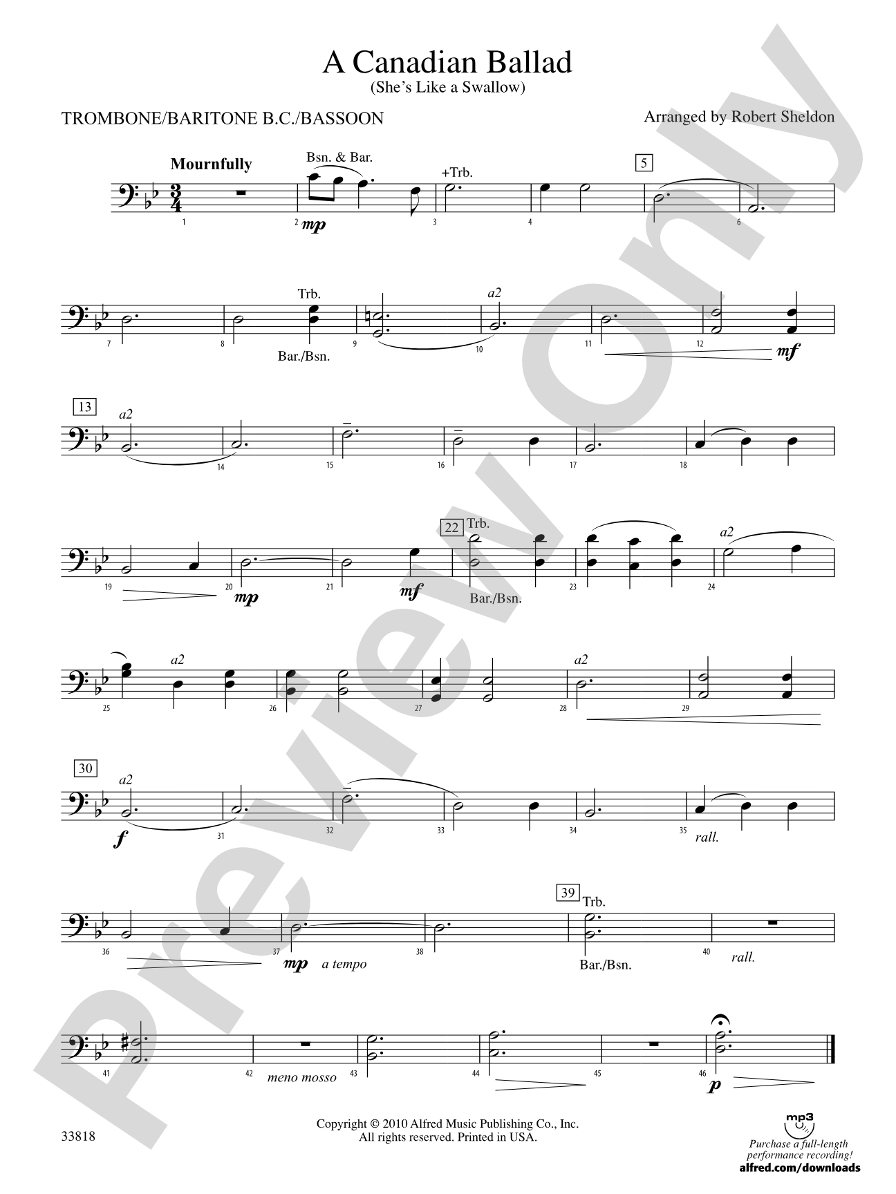 A Canadian Ballad: 1st Trombone