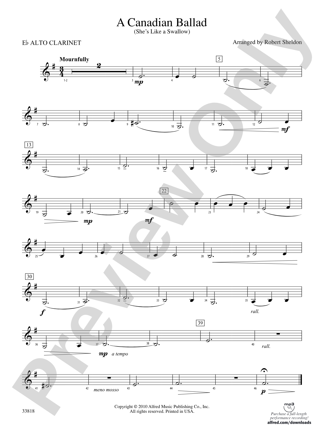 A Canadian Ballad: (wp) E-flat Alto Clarinet
