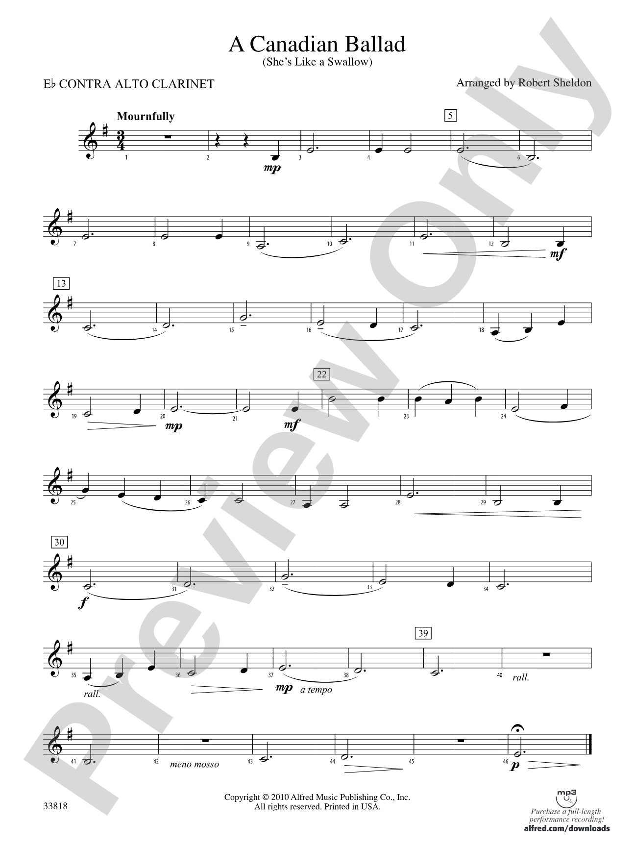 A Canadian Ballad: (wp) E-flat Contrabass Clarinet