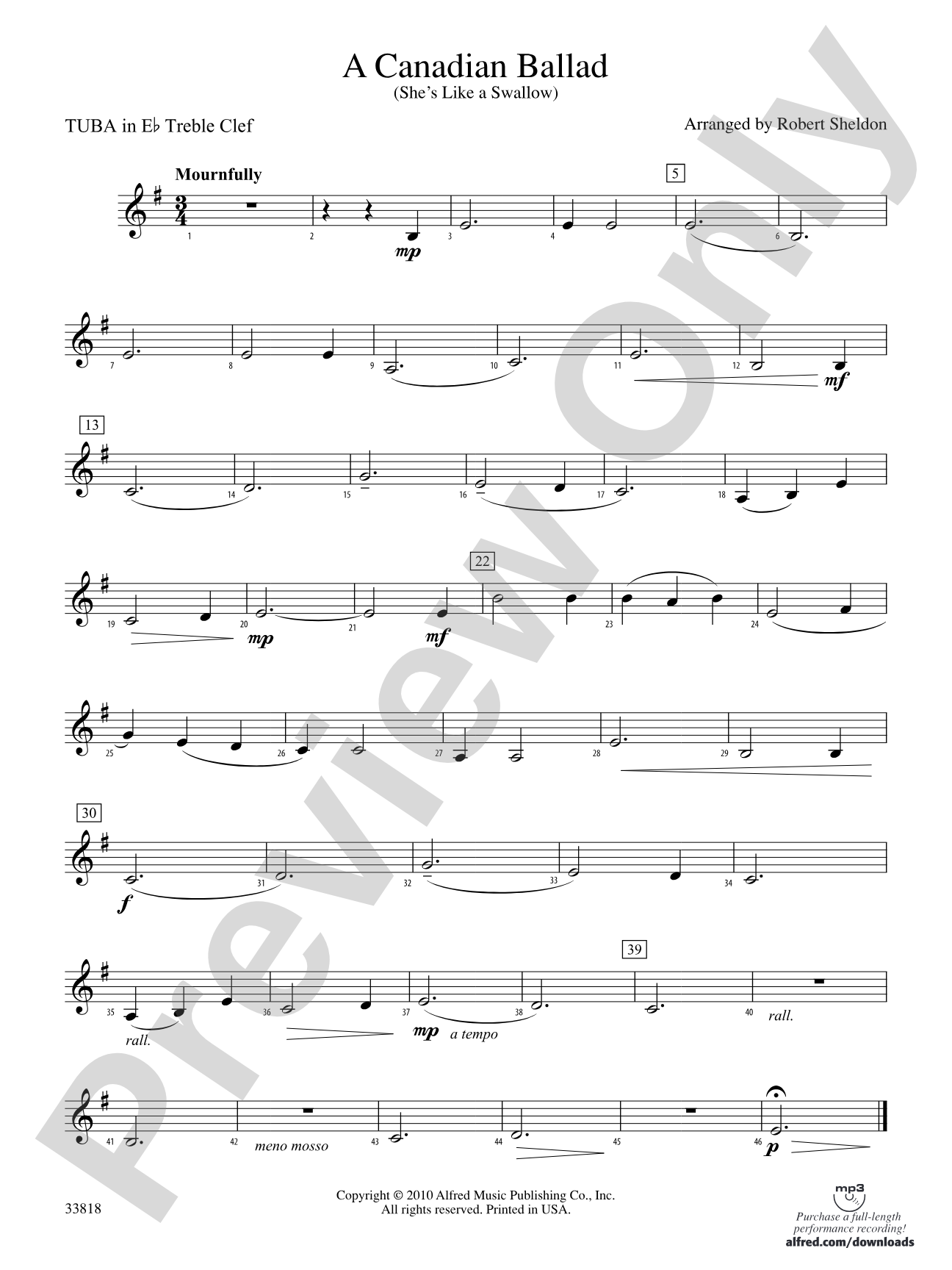 A Canadian Ballad: (wp) E-flat Tuba T.C.