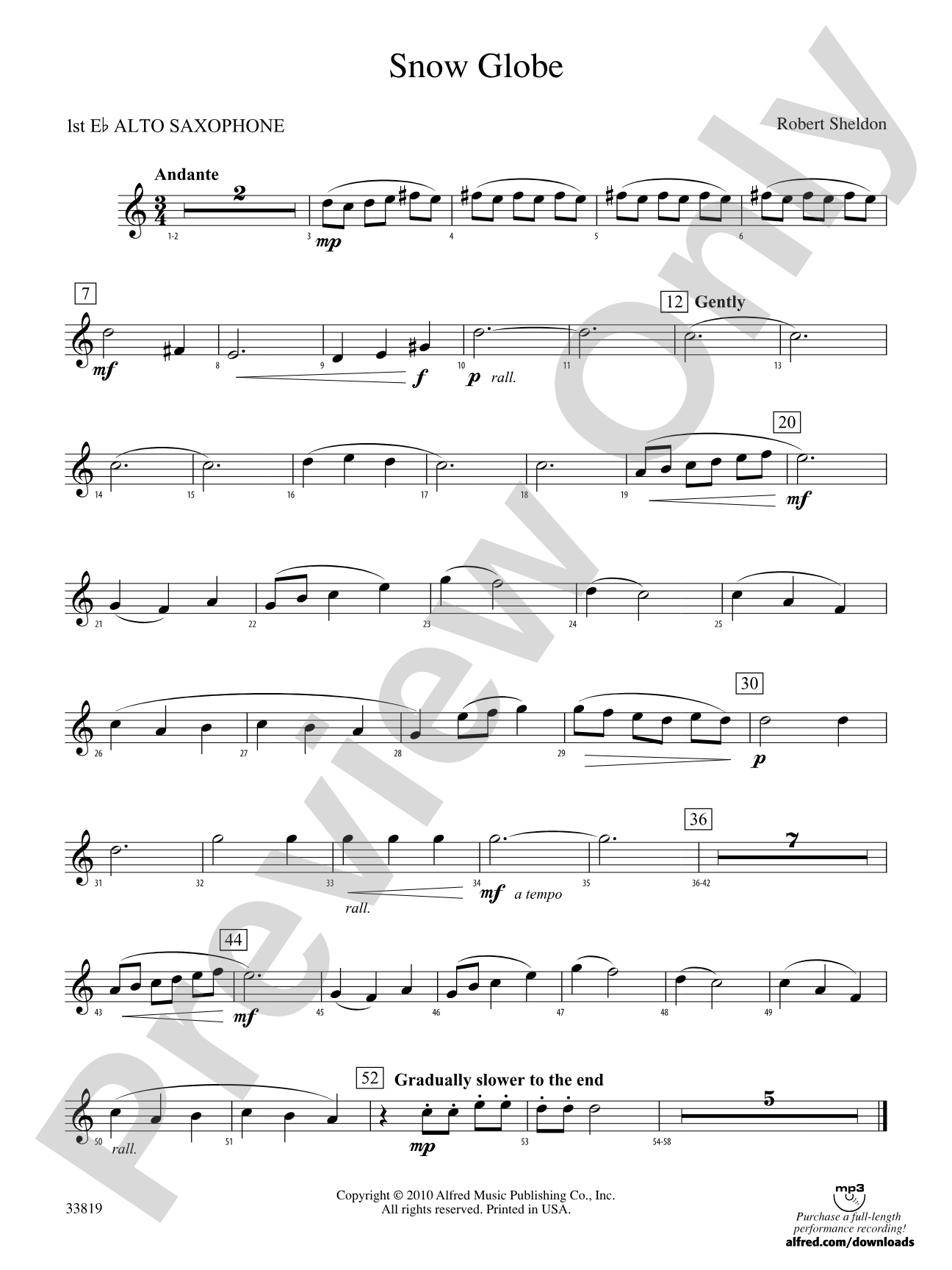 Snow Globe: E-flat Alto Saxophone