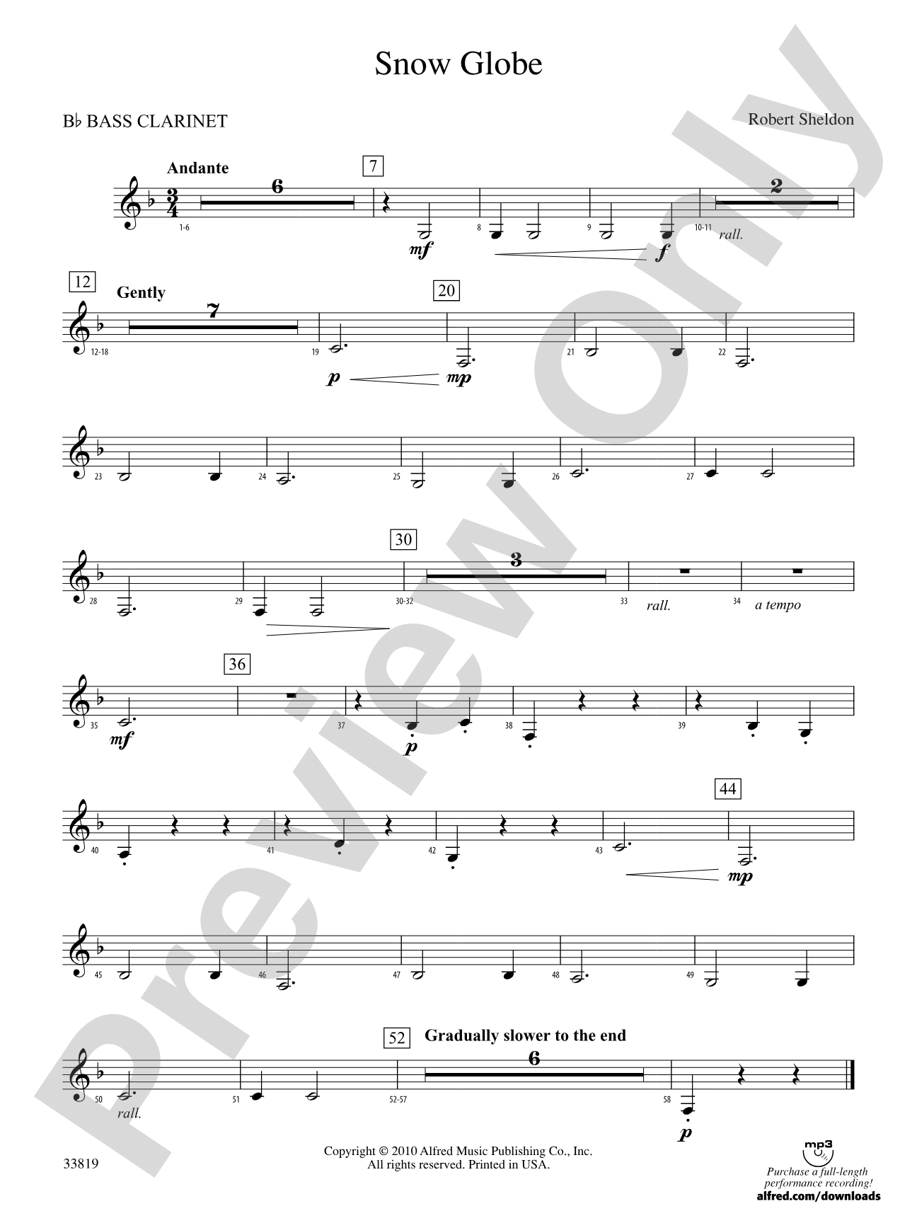 Snow Globe: B-flat Bass Clarinet