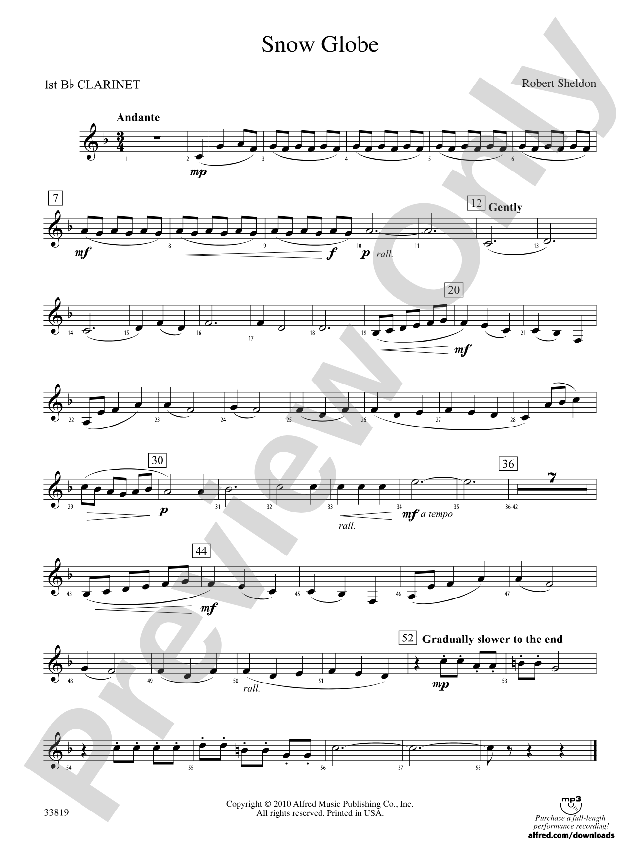 Snow Globe: 1st B-flat Clarinet