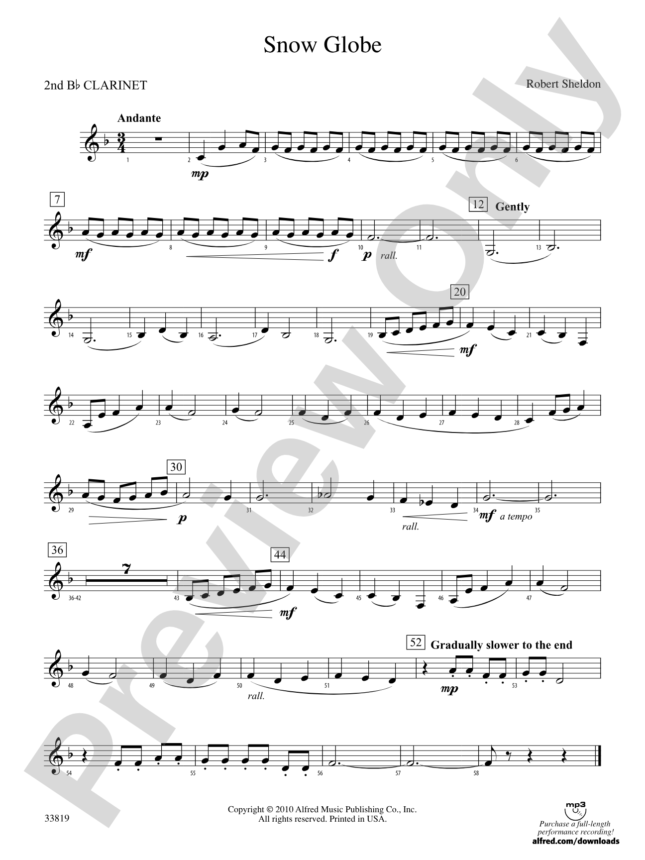 Snow Globe: 2nd B-flat Clarinet