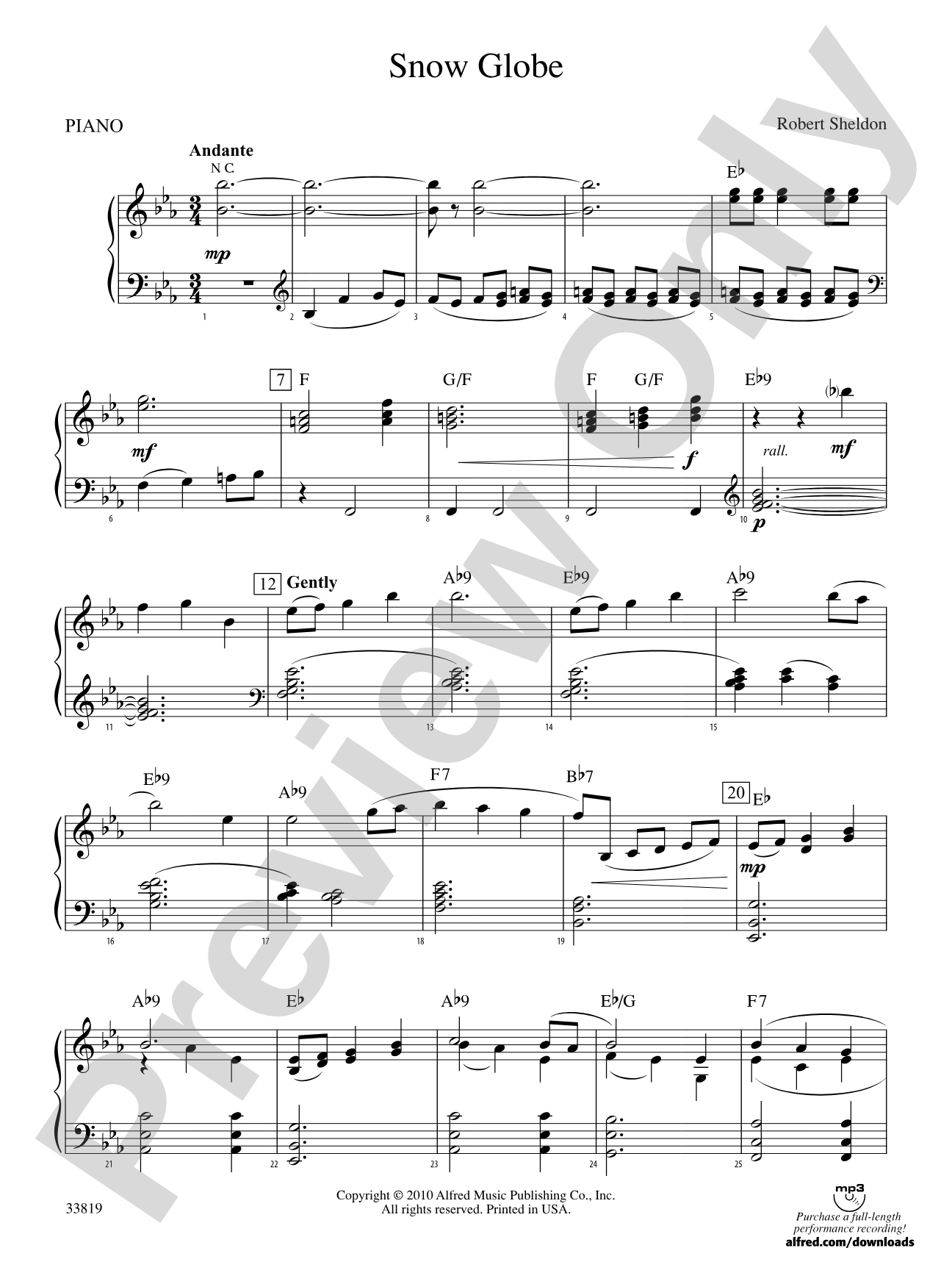 Snow Globe: Piano Accompaniment