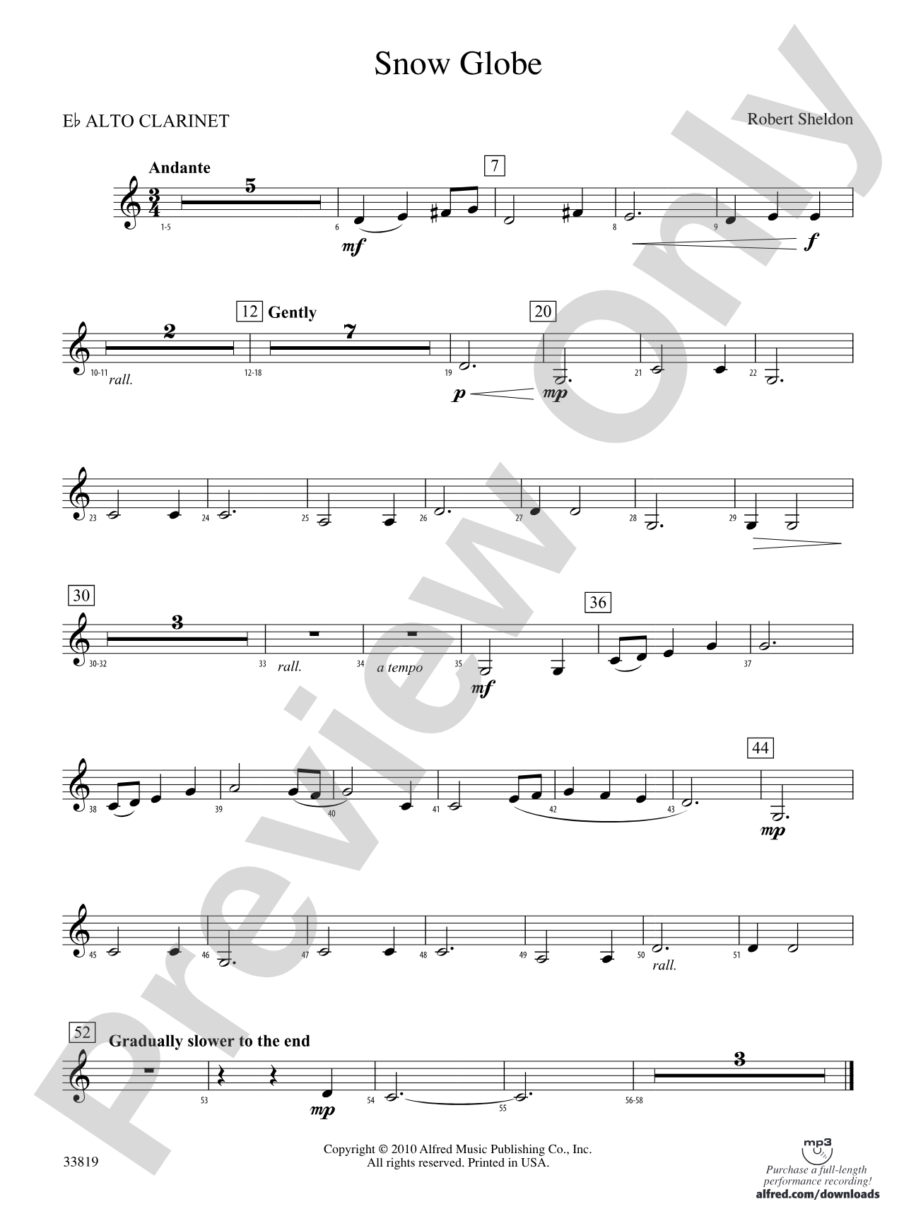 Snow Globe: (wp) E-flat Alto Clarinet
