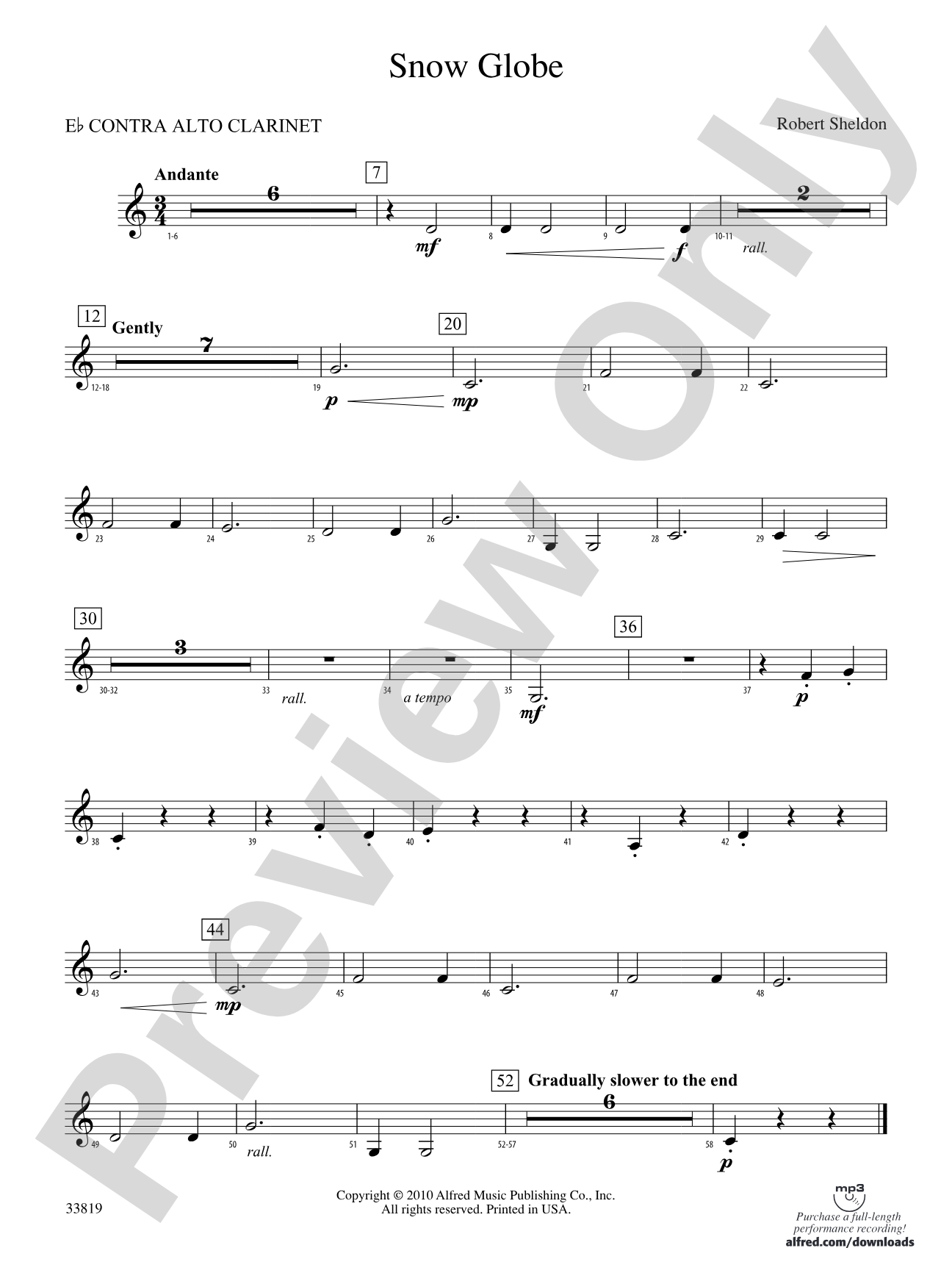 Snow Globe: (wp) E-flat Contrabass Clarinet