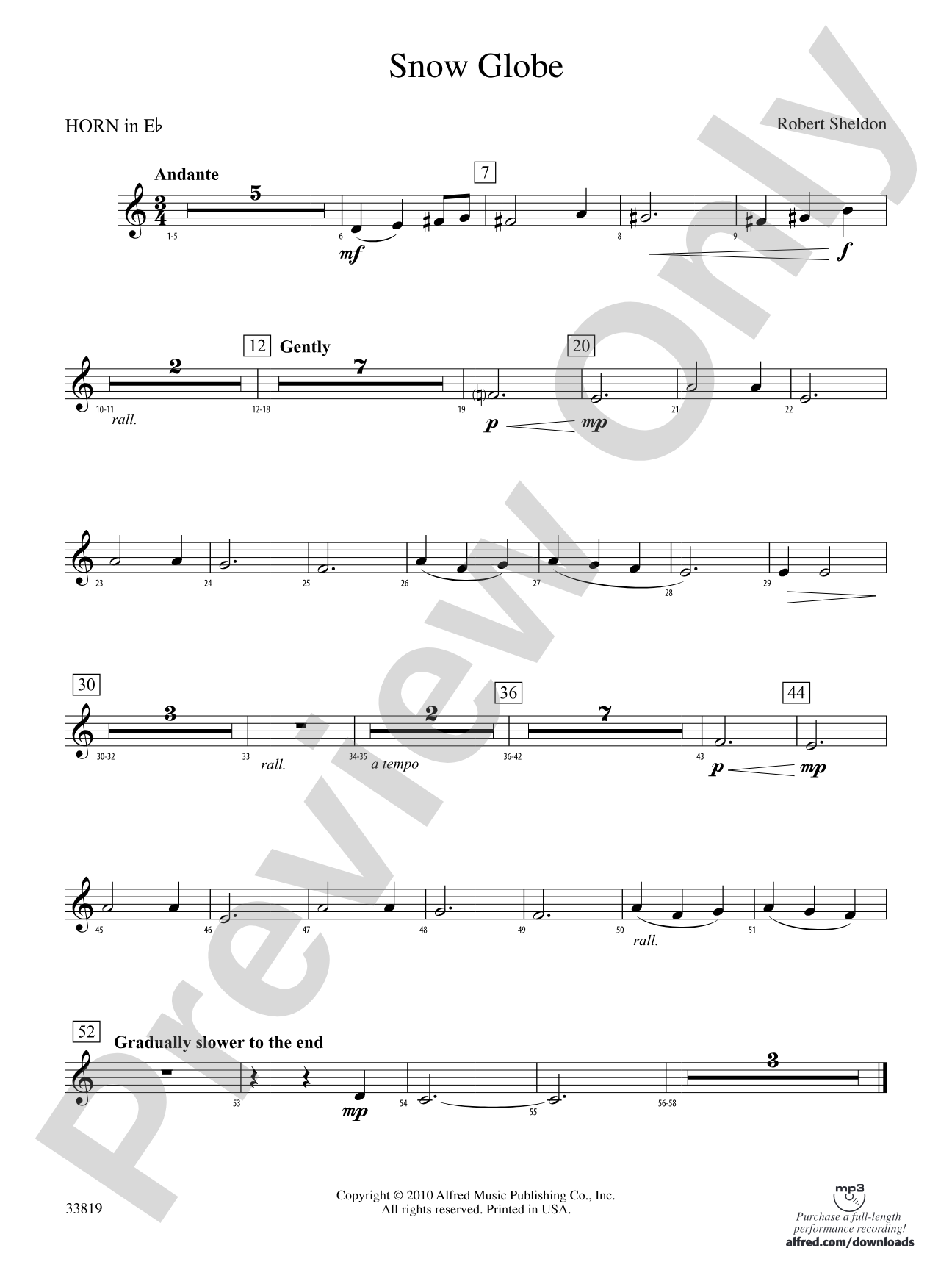 Snow Globe: (wp) 1st Horn in E-flat