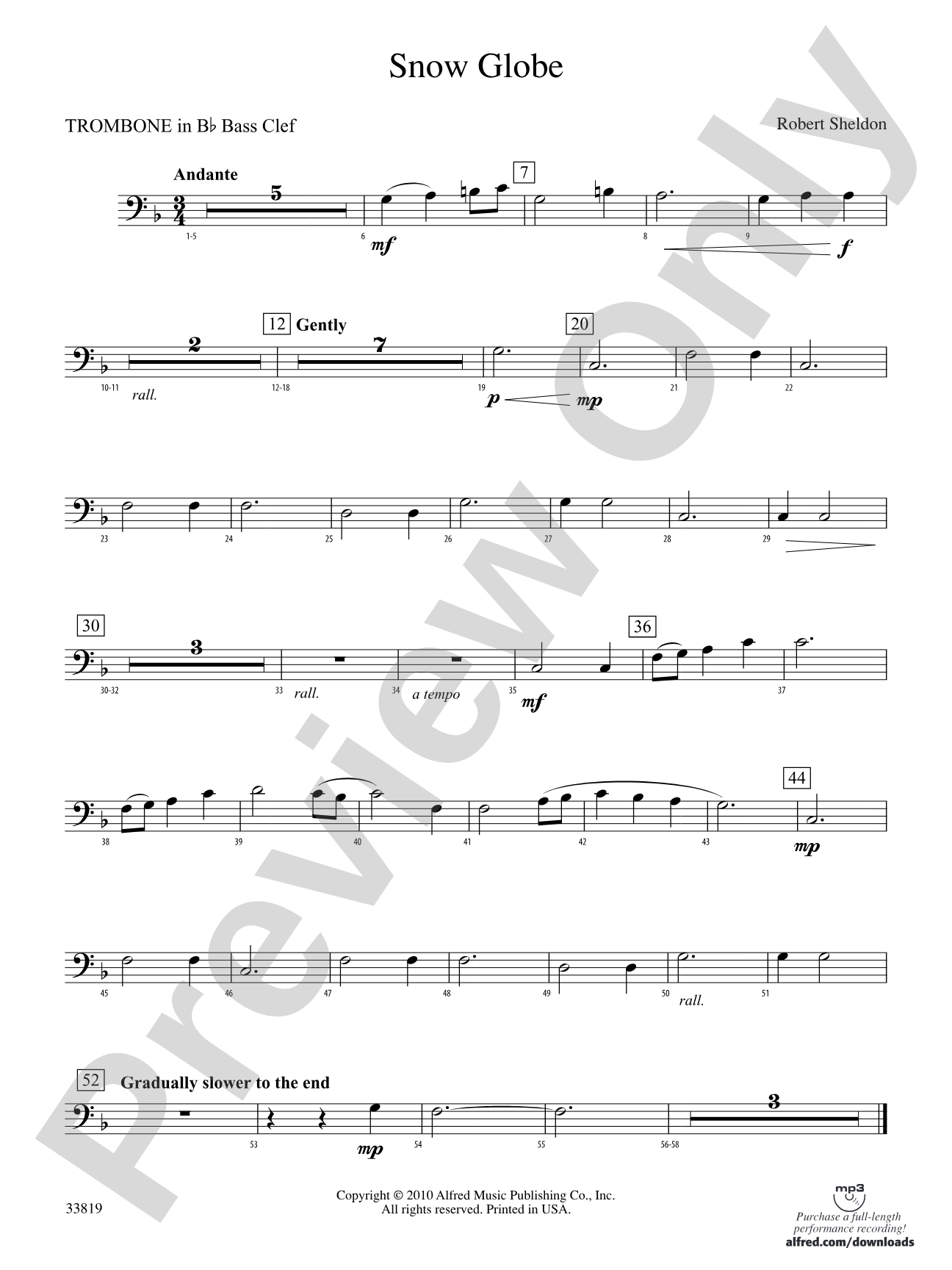 Snow Globe: (wp) 1st B-flat Trombone B.C.