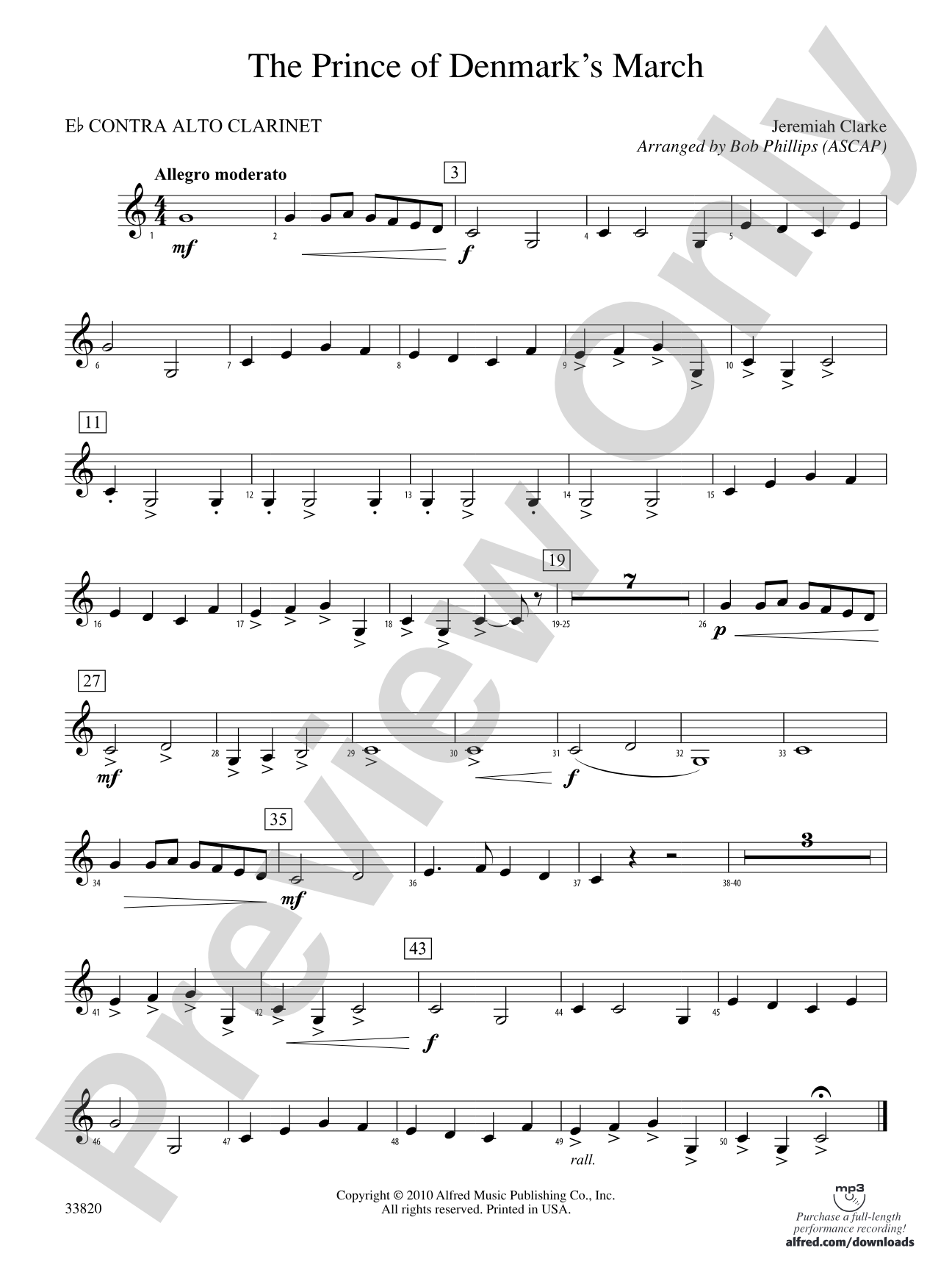 The Prince of Denmark's March: (wp) E-flat Contrabass Clarinet