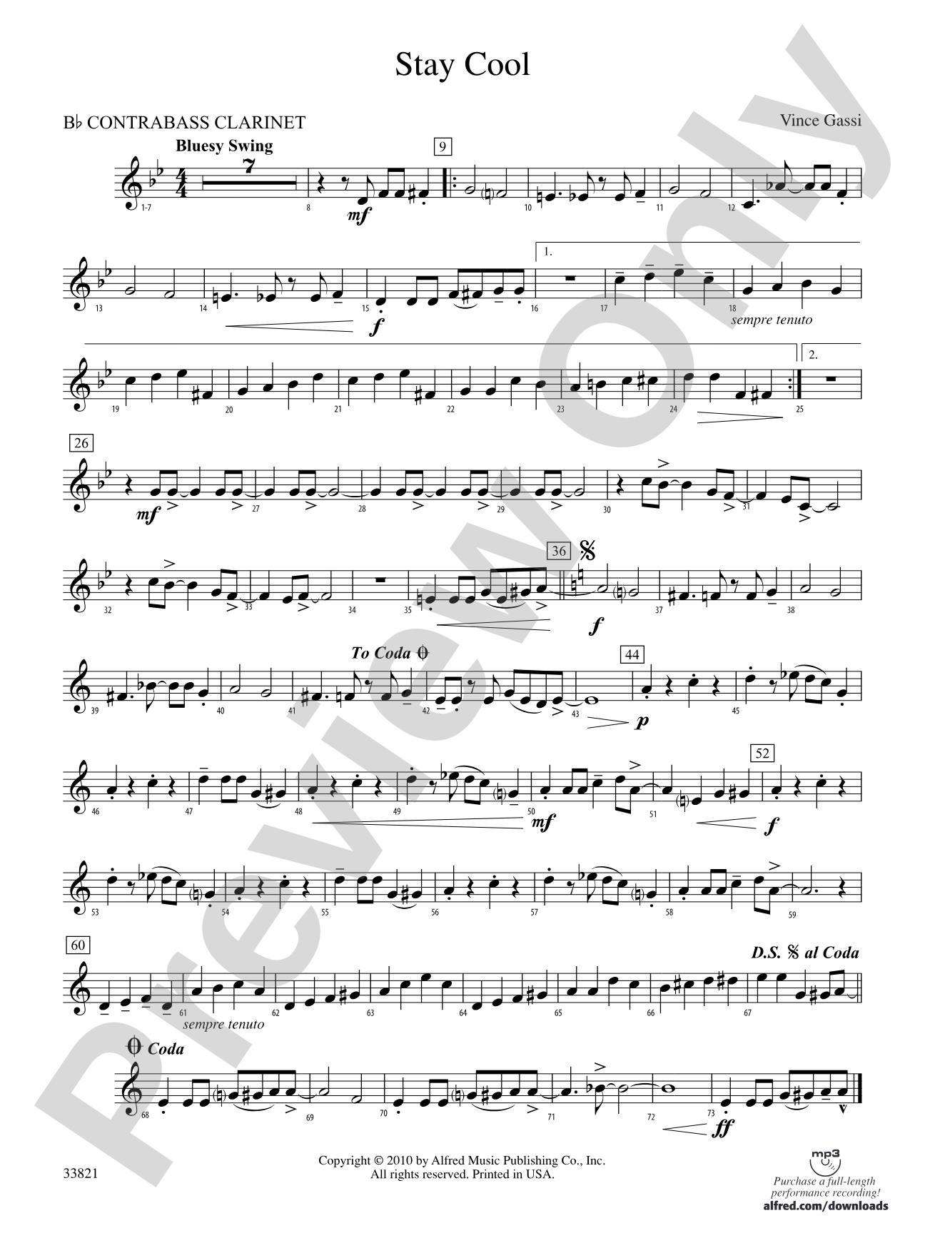 Stay Cool: (wp) B-flat Contrabass Clarinet