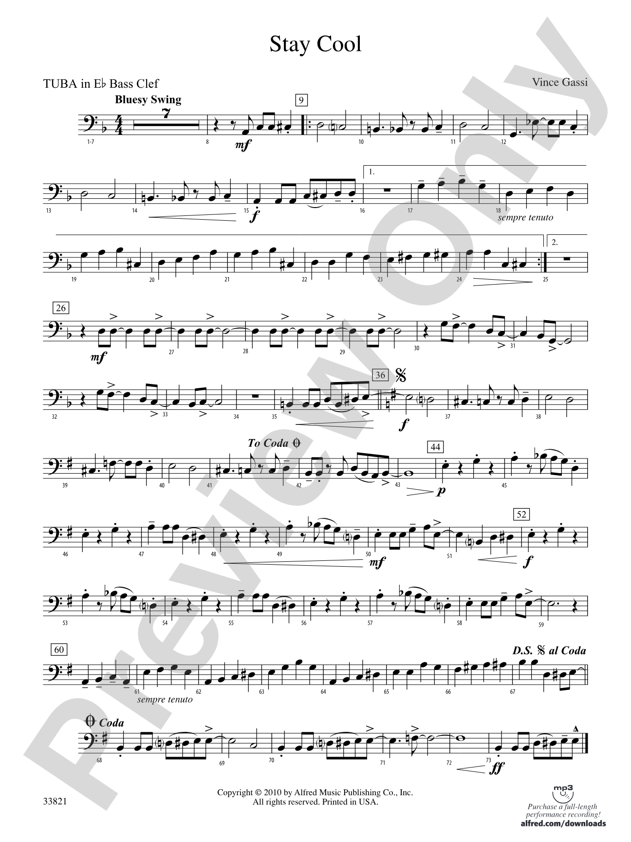 Stay Cool: (wp) E-flat Tuba B.C.