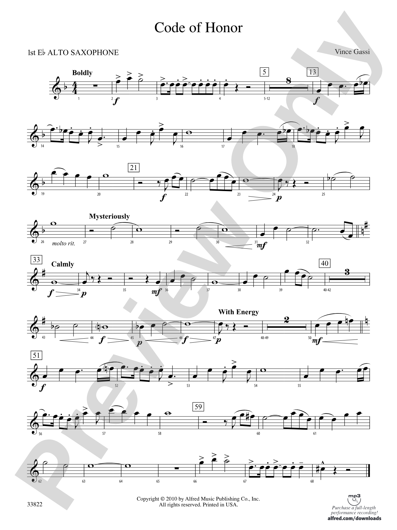 Code of Honor: E-flat Alto Saxophone
