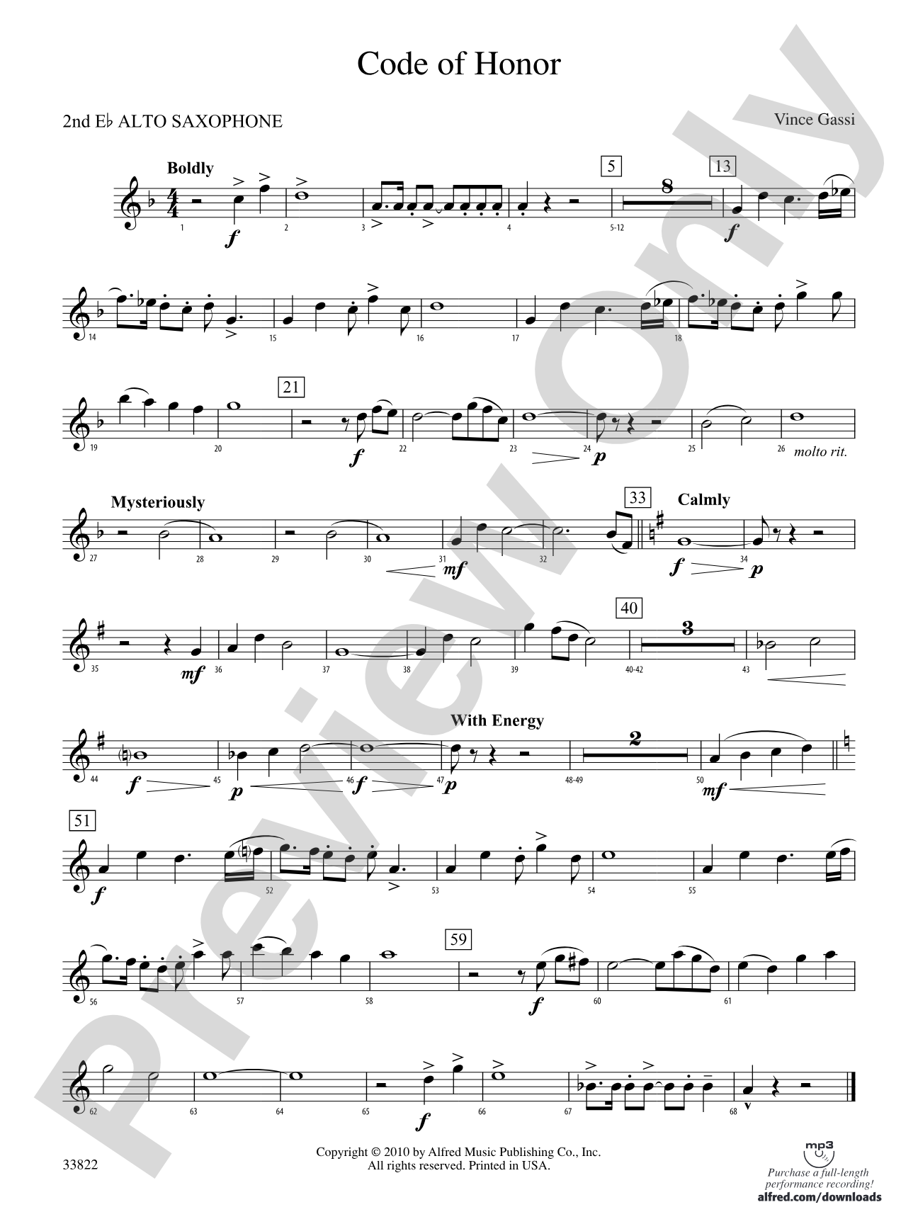 Code of Honor: 2nd E-flat Alto Saxophone