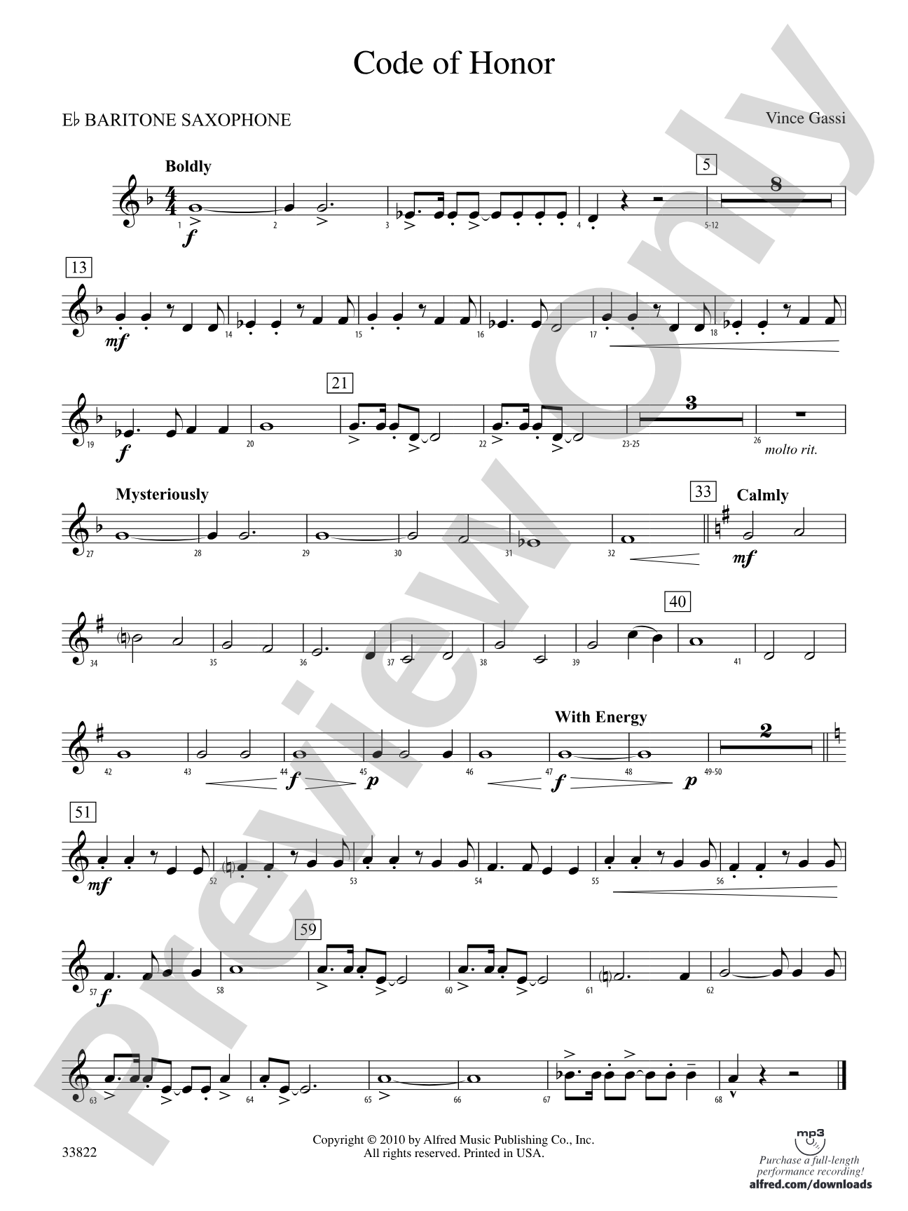 Code of Honor: E-flat Baritone Saxophone