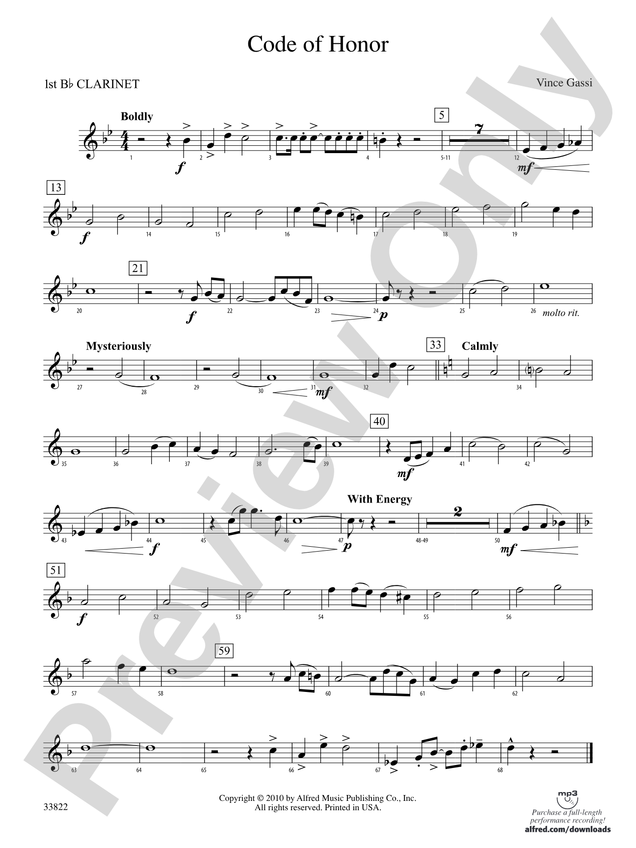 Code of Honor: 1st B-flat Clarinet