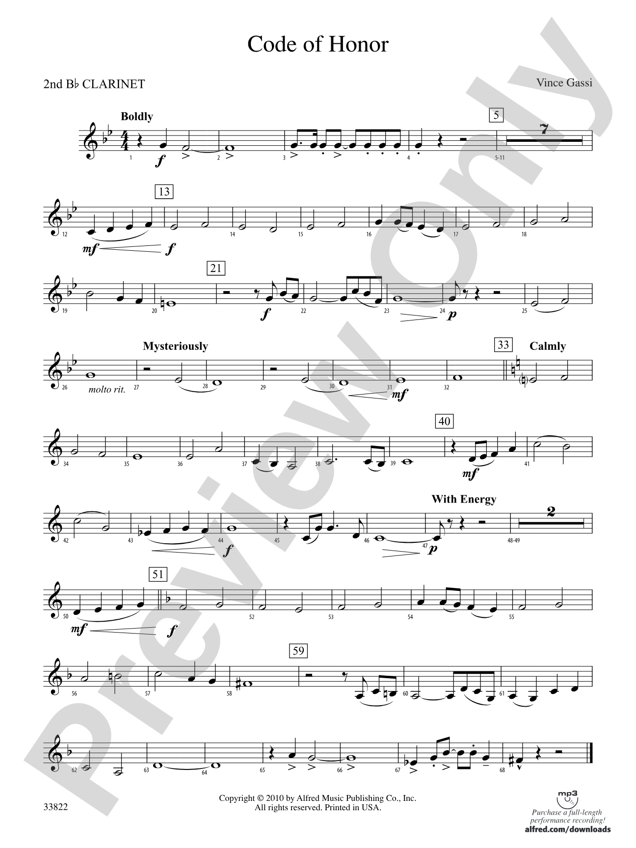 Code of Honor: 2nd B-flat Clarinet
