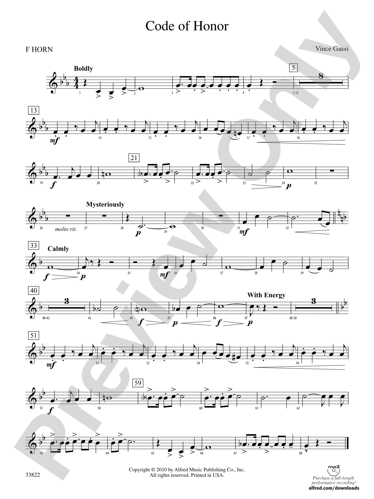 Code of Honor: 1st F Horn