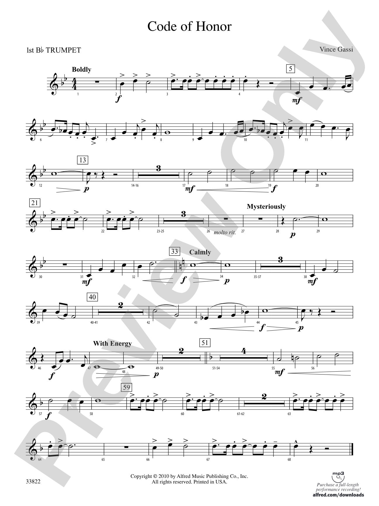 Code of Honor: 1st B-flat Trumpet