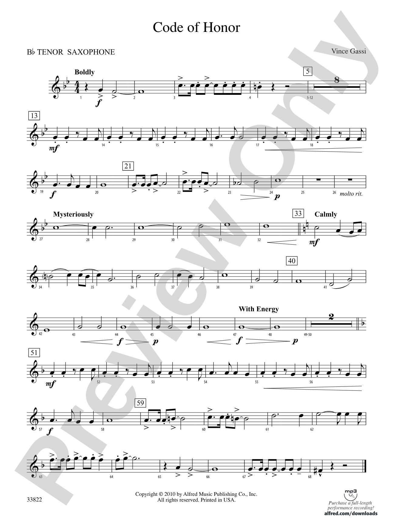 Code of Honor: B-flat Tenor Saxophone