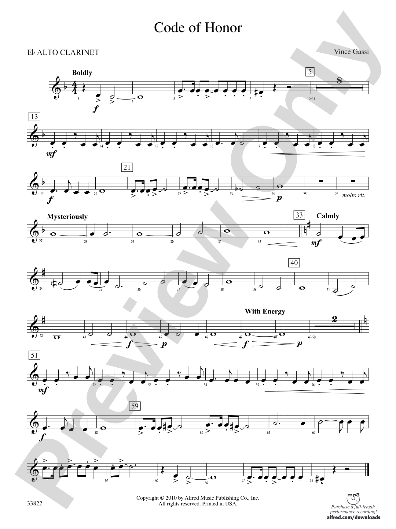 Code of Honor: (wp) E-flat Alto Clarinet