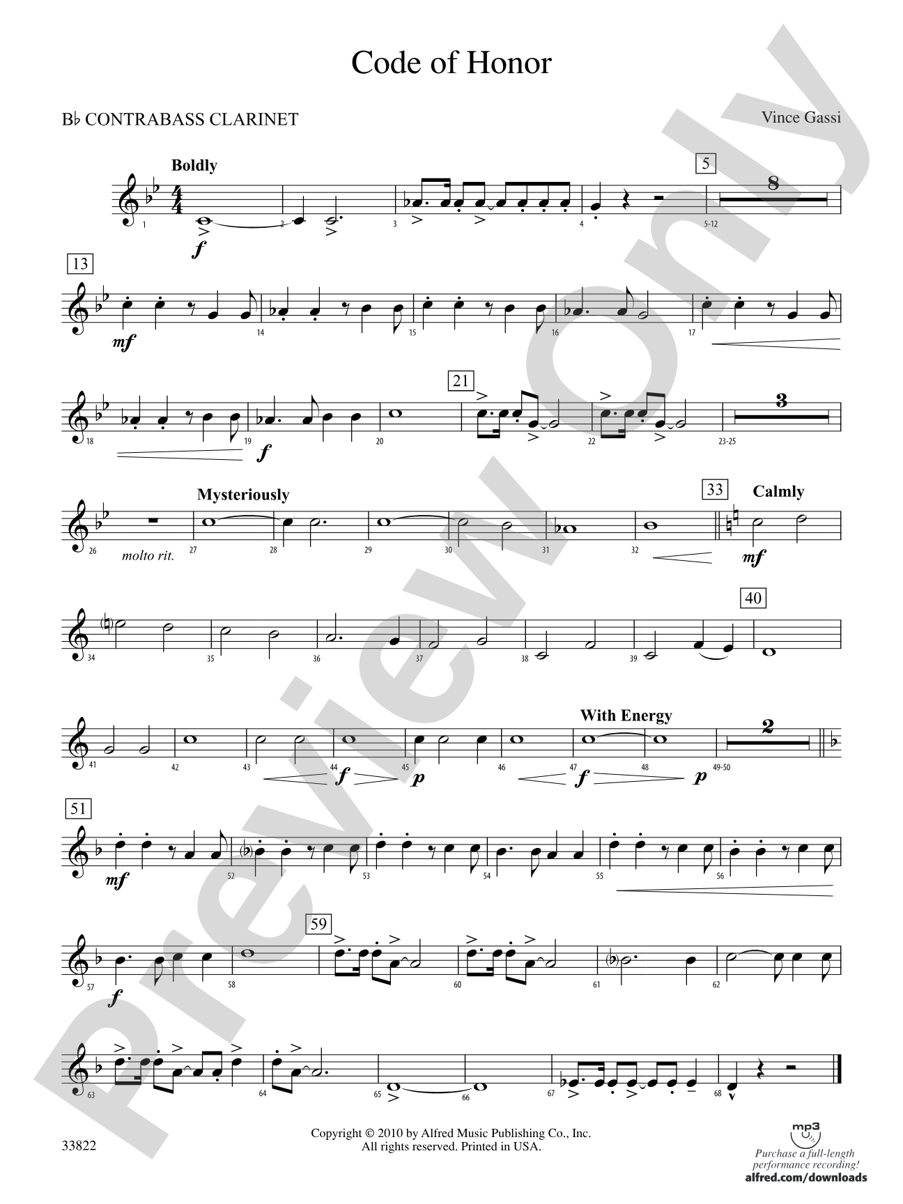 Code of Honor: (wp) B-flat Contrabass Clarinet
