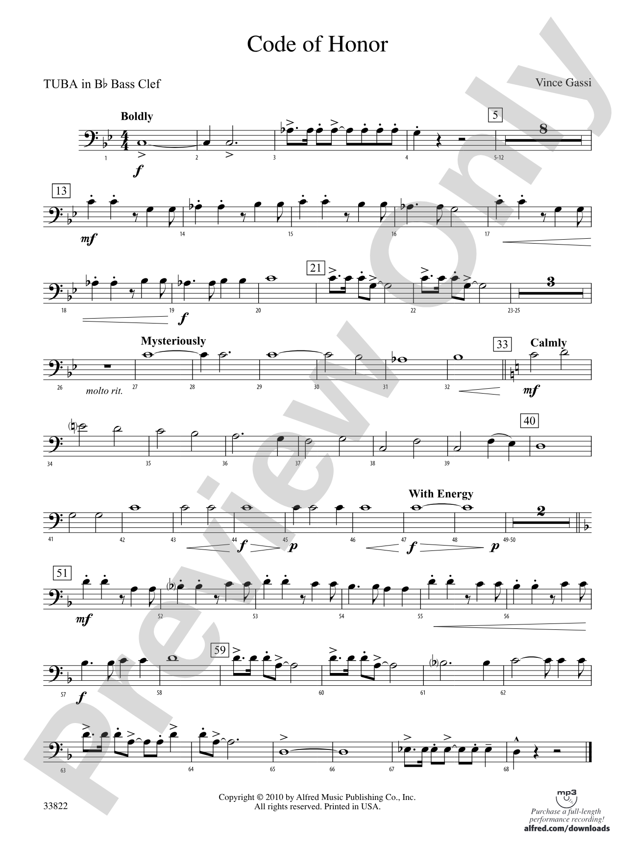 Code of Honor: (wp) B-flat Tuba B.C.