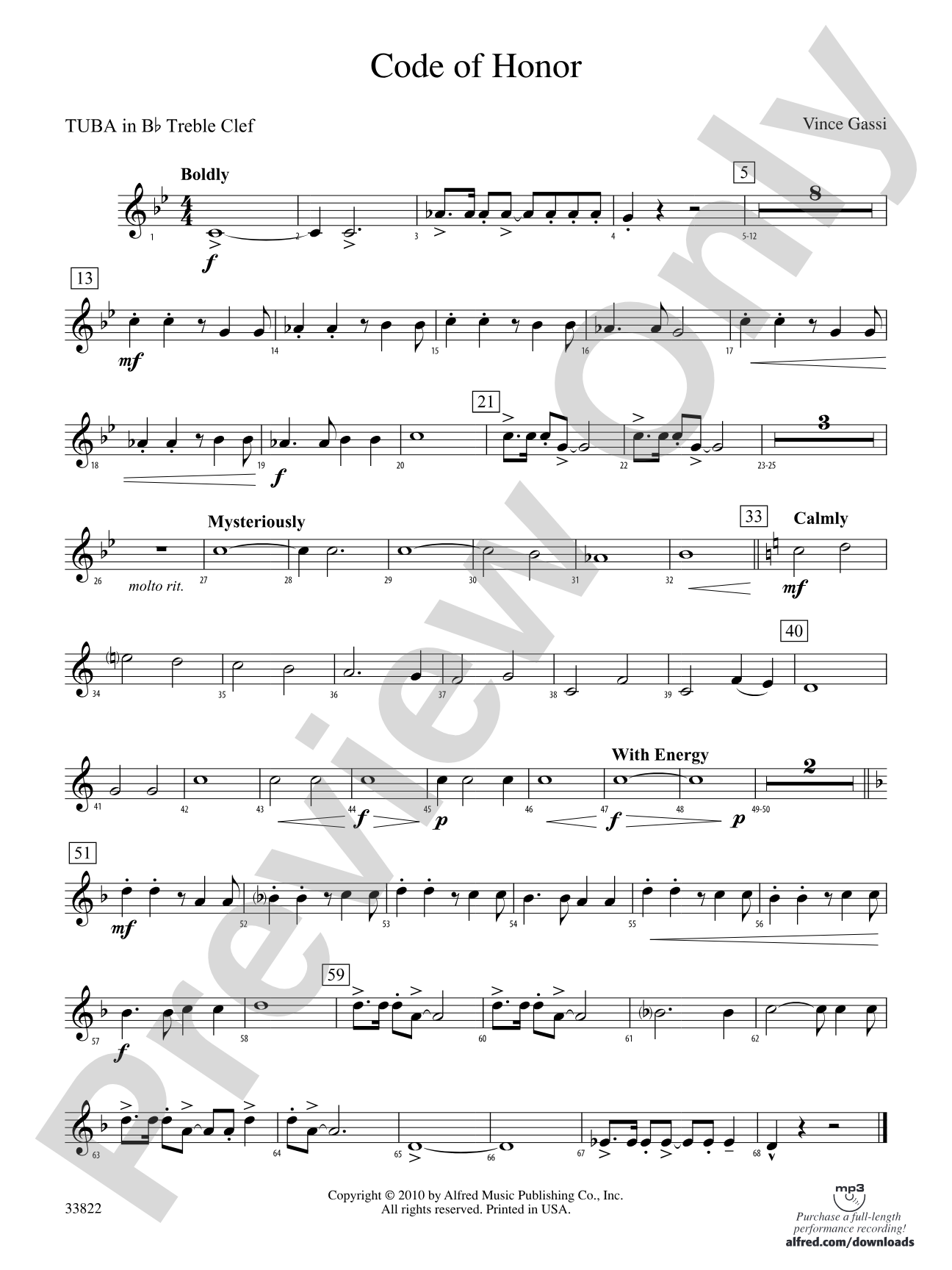 Code of Honor: (wp) B-flat Tuba T.C.