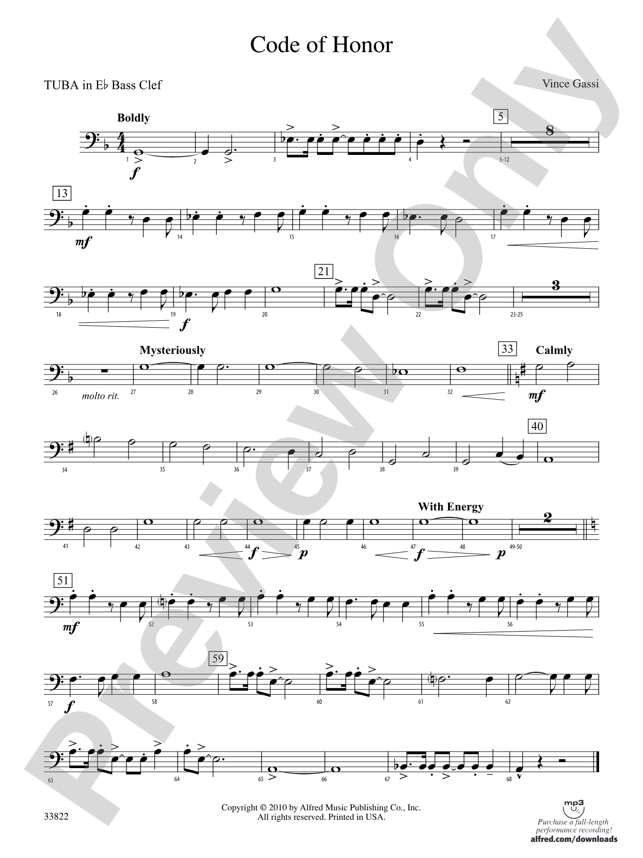 Code of Honor: (wp) E-flat Tuba B.C.