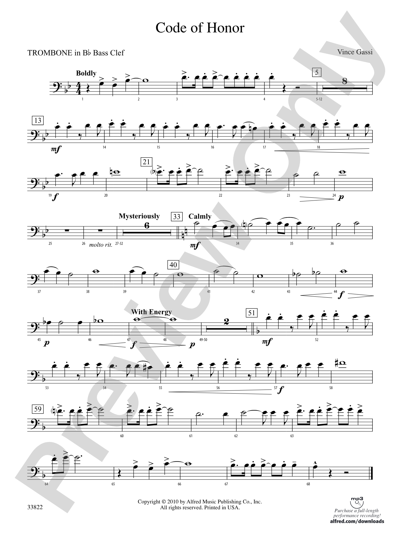 Code of Honor: (wp) 1st B-flat Trombone B.C.