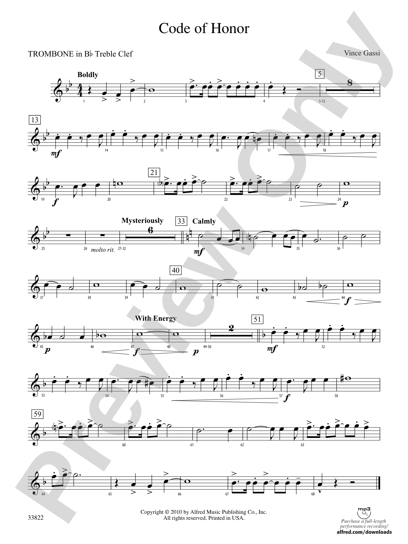 Code of Honor: (wp) 1st B-flat Trombone T.C.