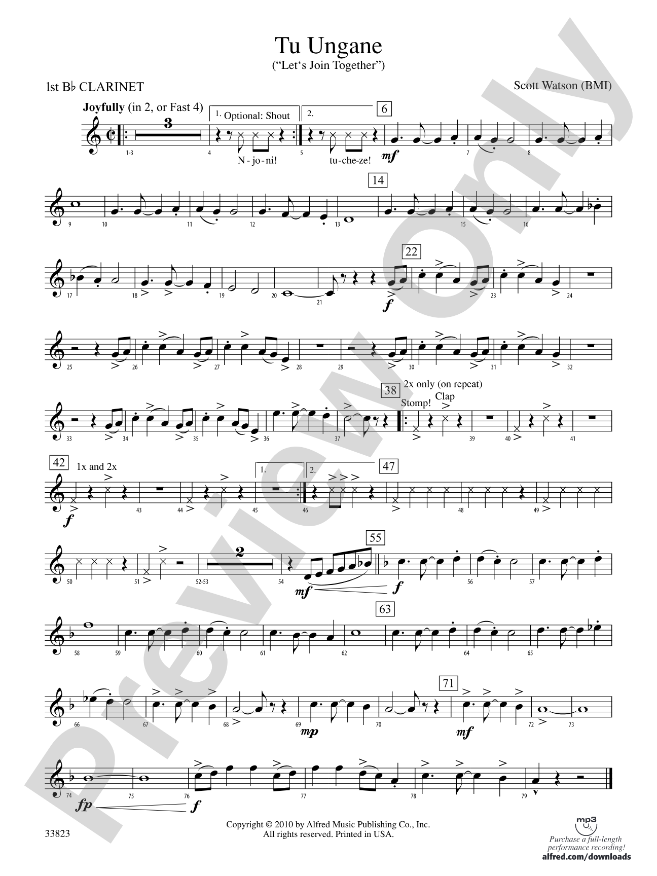Tu Ungane: 1st B-flat Clarinet