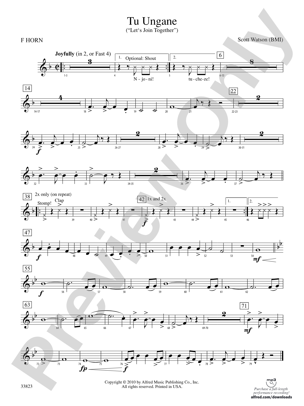 Tu Ungane: 1st F Horn