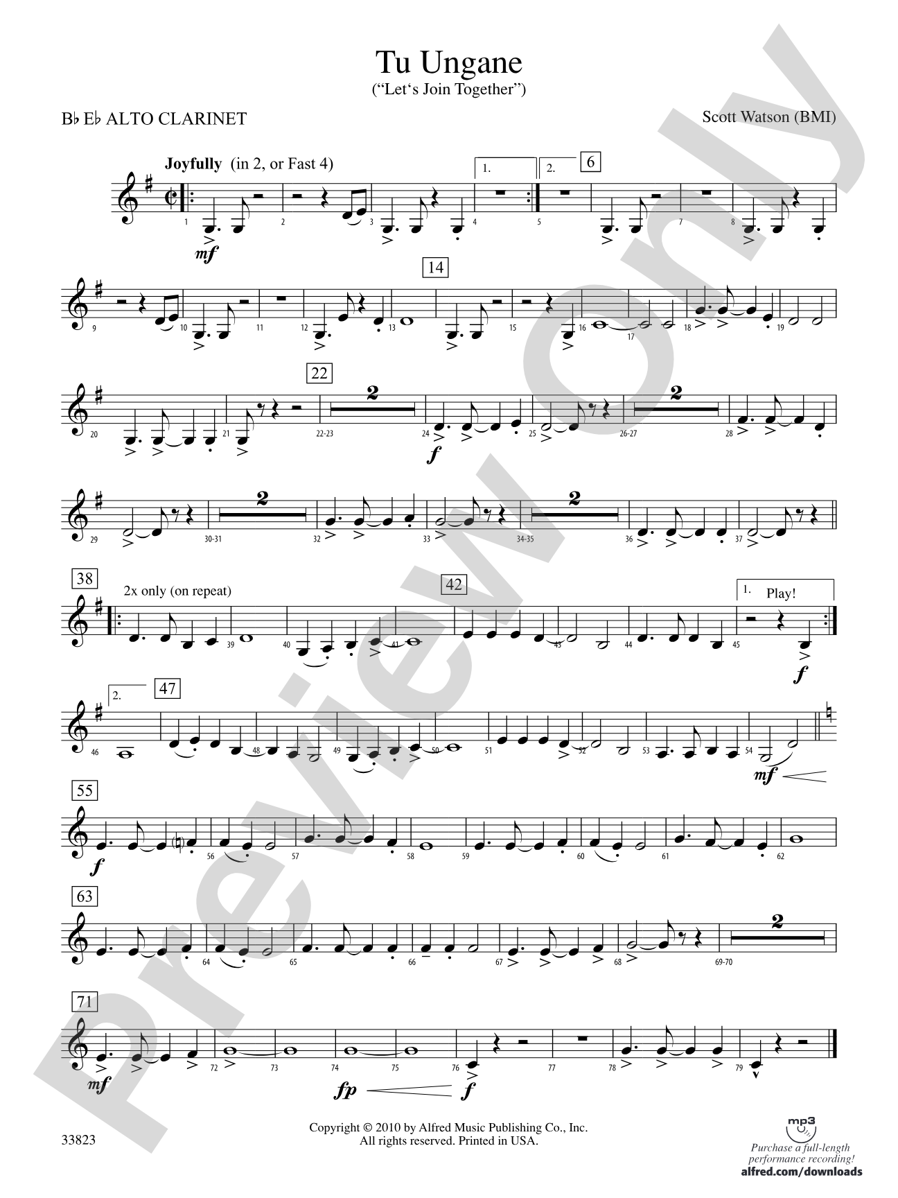 Tu Ungane: (wp) E-flat Alto Clarinet