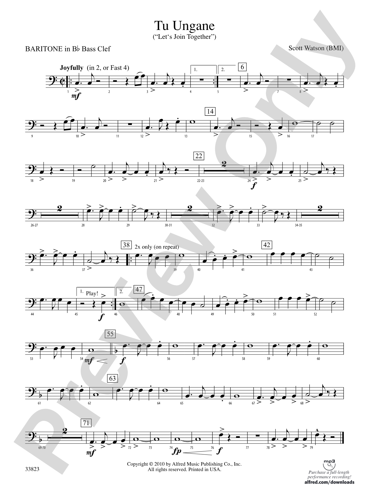 Tu Ungane: (wp) B-flat Baritone B.C.