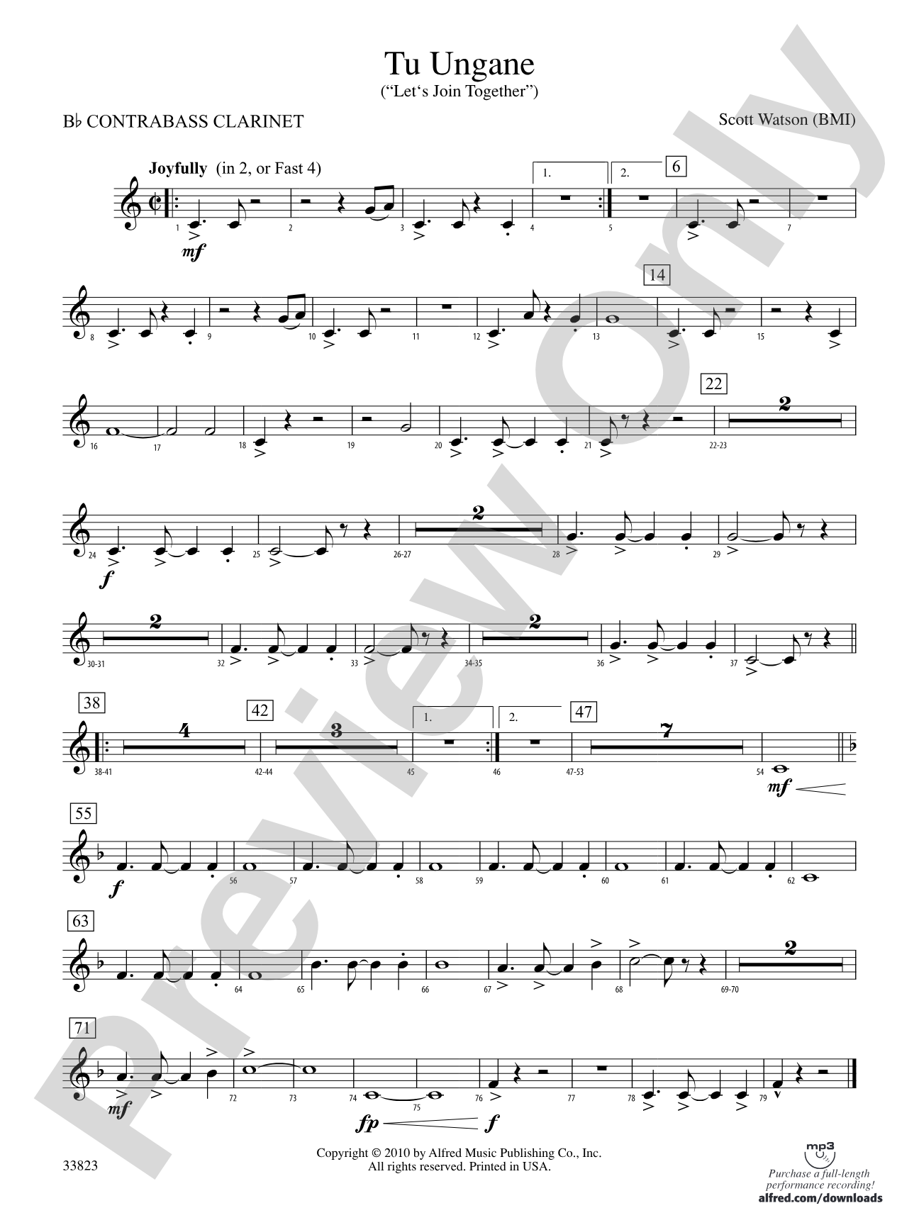 Tu Ungane: (wp) B-flat Contrabass Clarinet