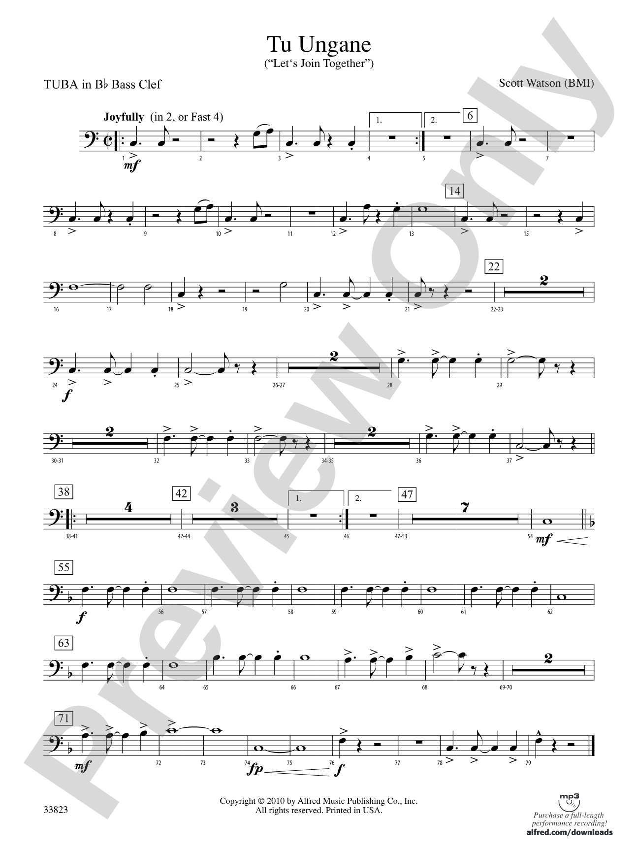 Tu Ungane: (wp) B-flat Tuba B.C.
