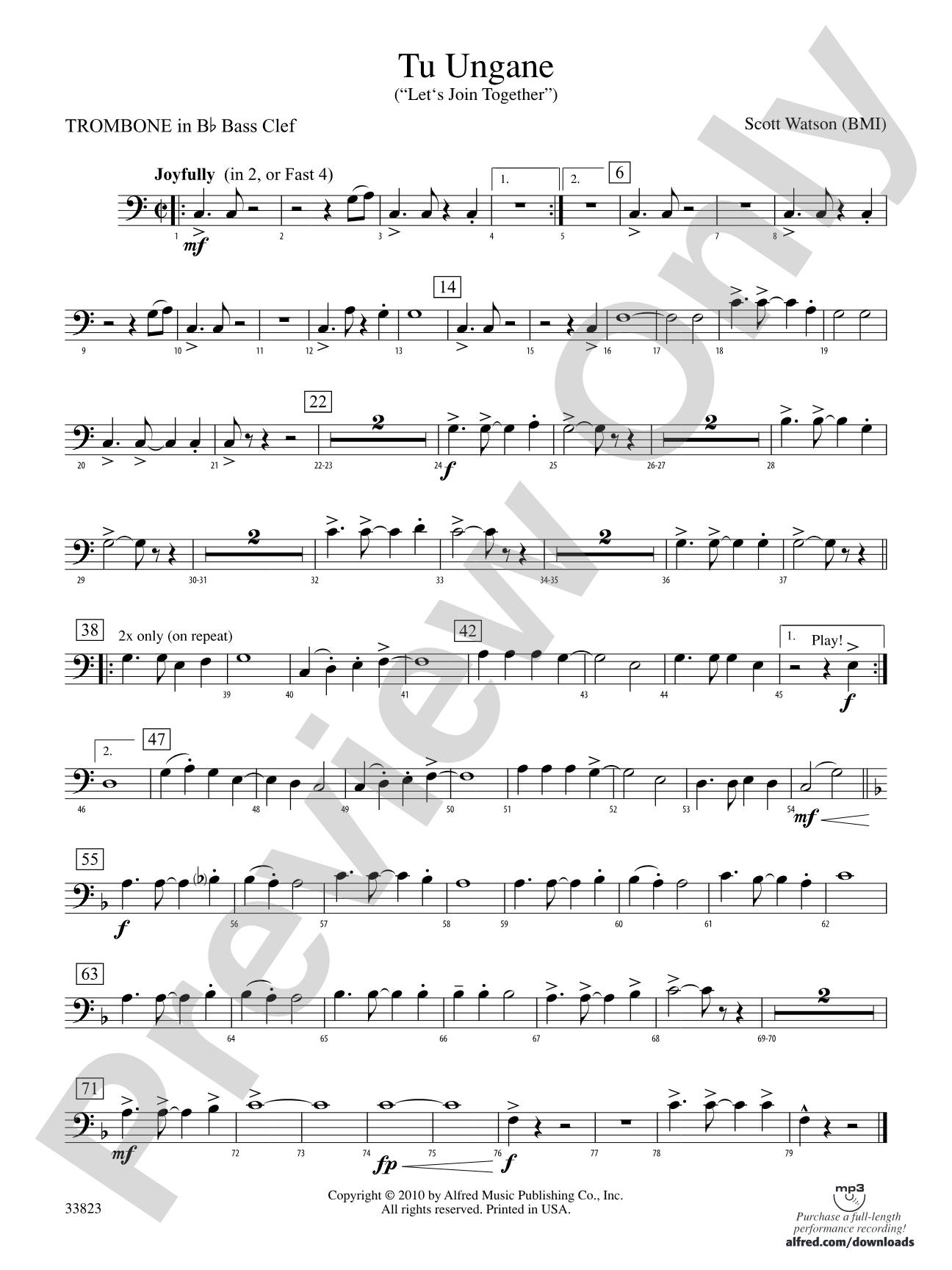 Tu Ungane: (wp) 1st B-flat Trombone B.C.