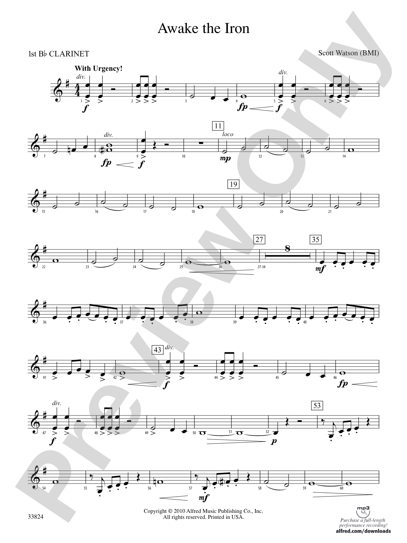 Awake the Iron: 1st B-flat Clarinet