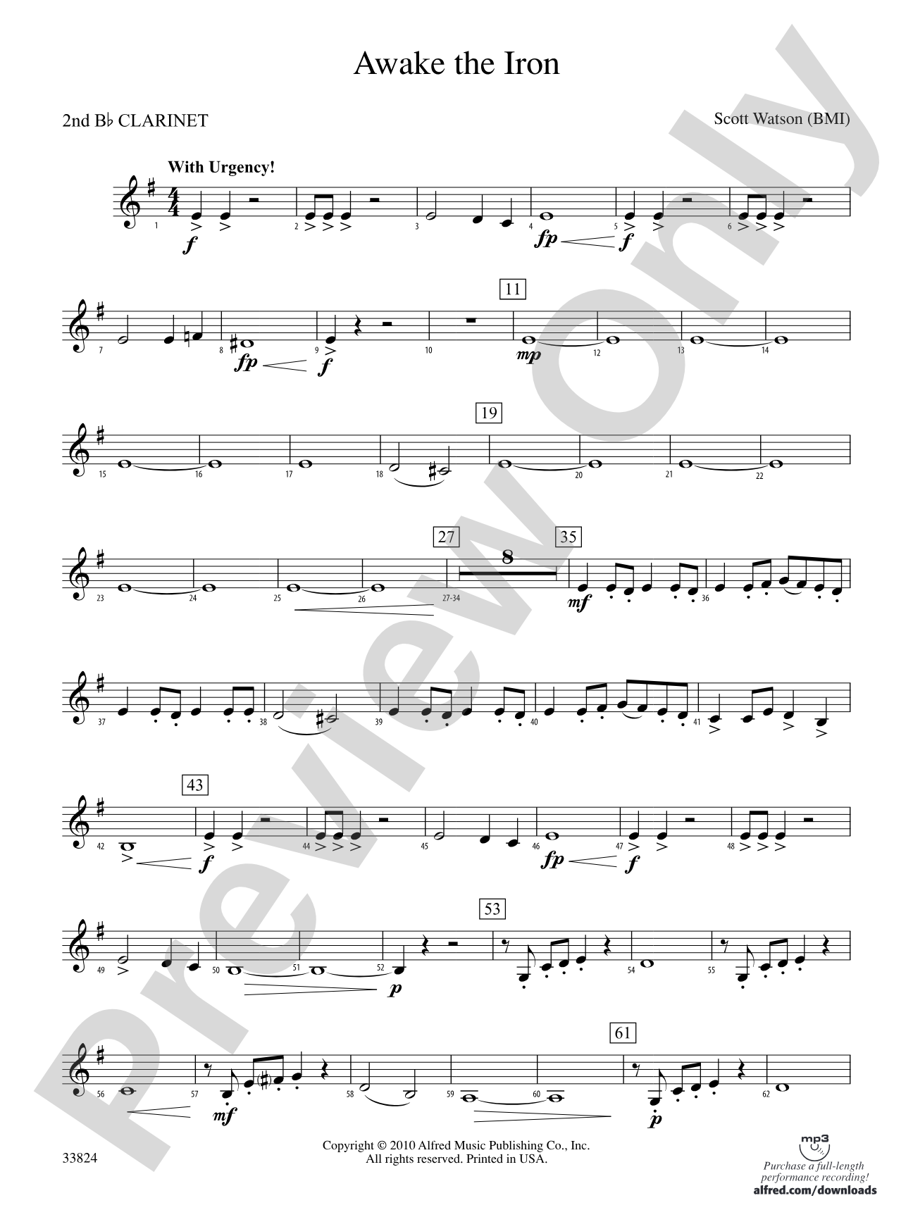 Awake the Iron: 2nd B-flat Clarinet